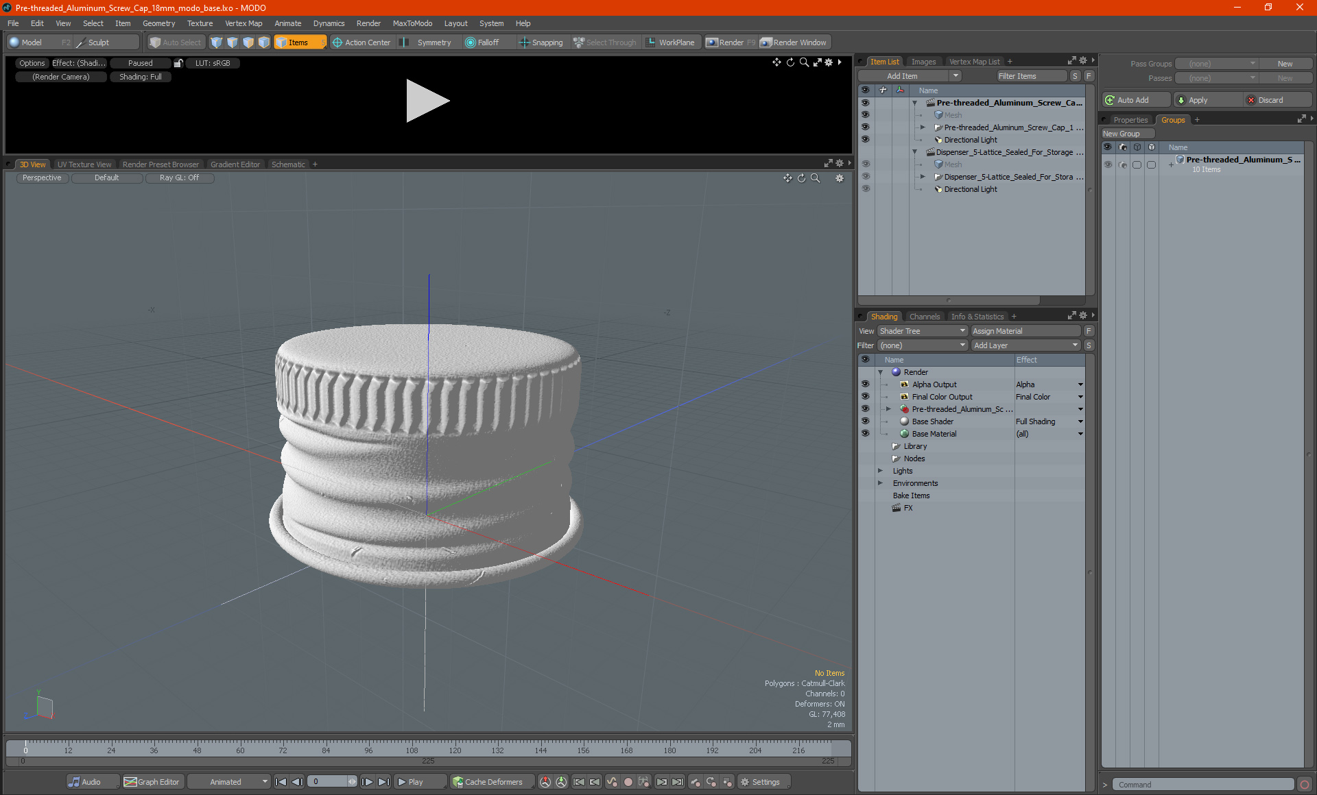 3D Pre-threaded Aluminum Screw Cap 18mm