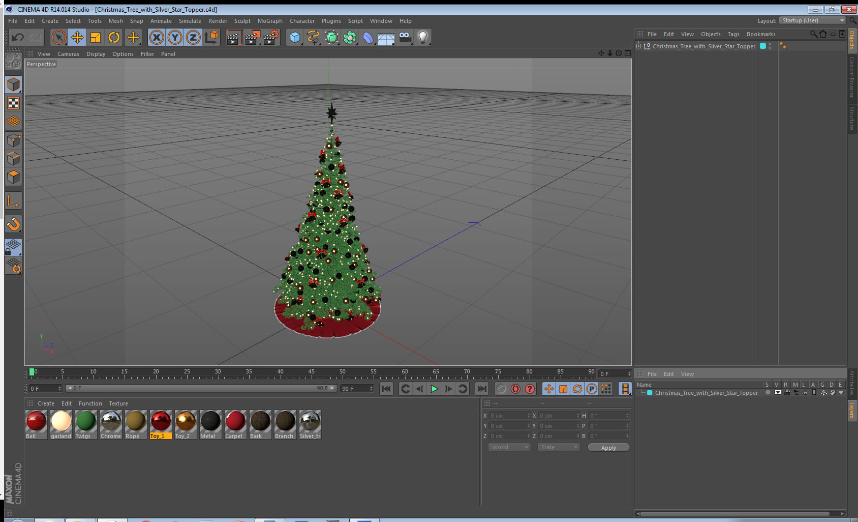 3D Christmas Tree with Silver Star Topper model