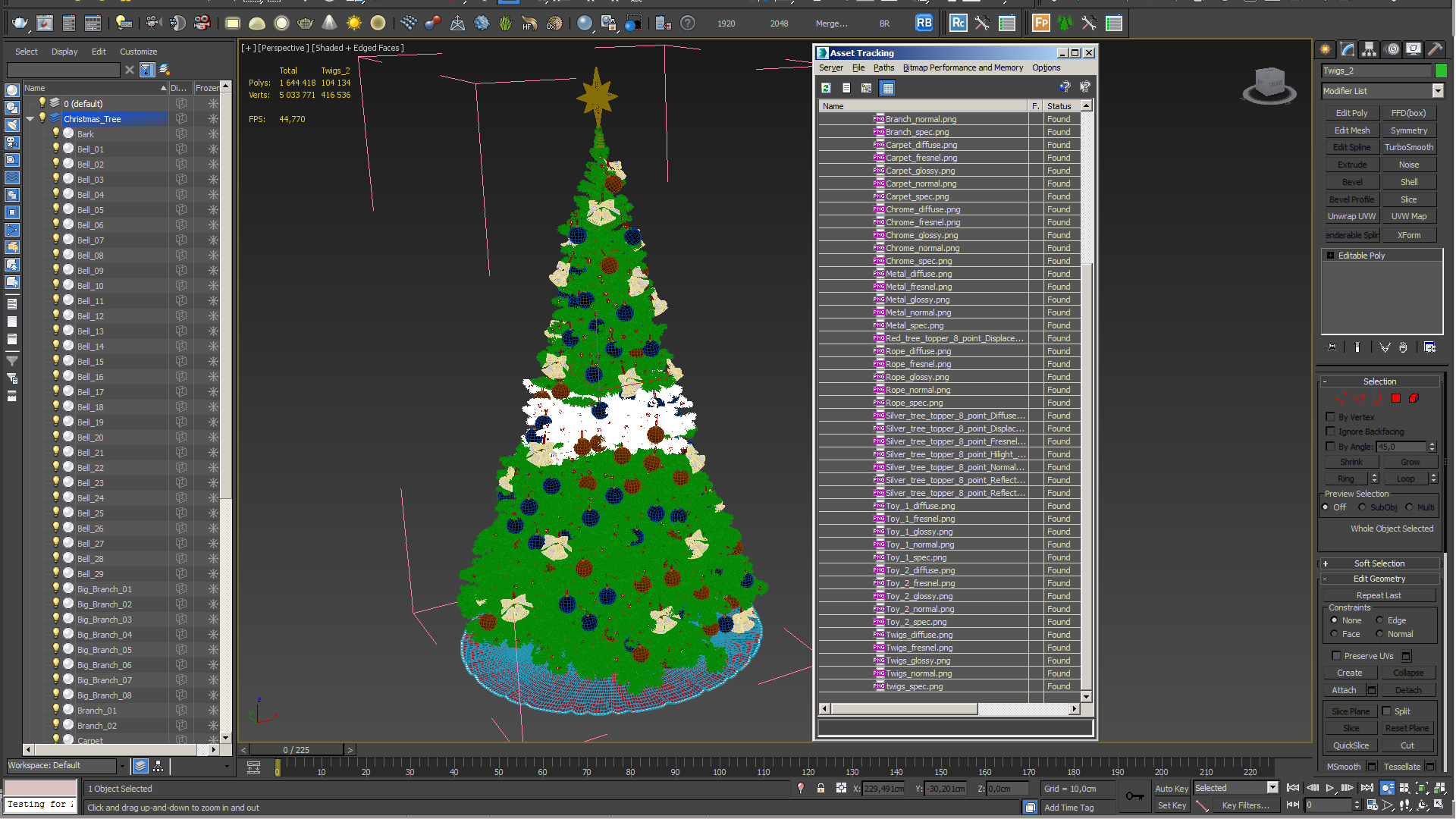 3D Christmas Tree with Silver Star Topper model