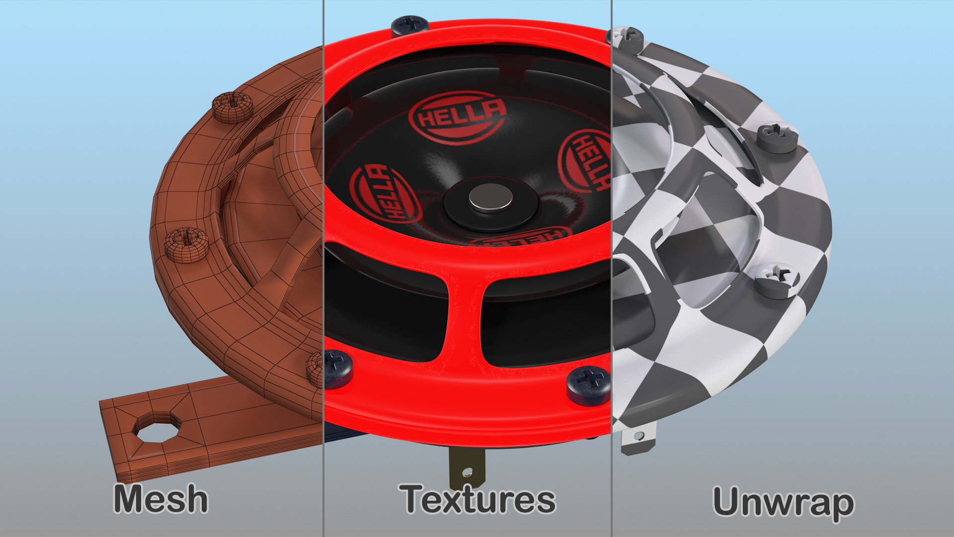 Hella Super Tone Car Horn Set 3D model