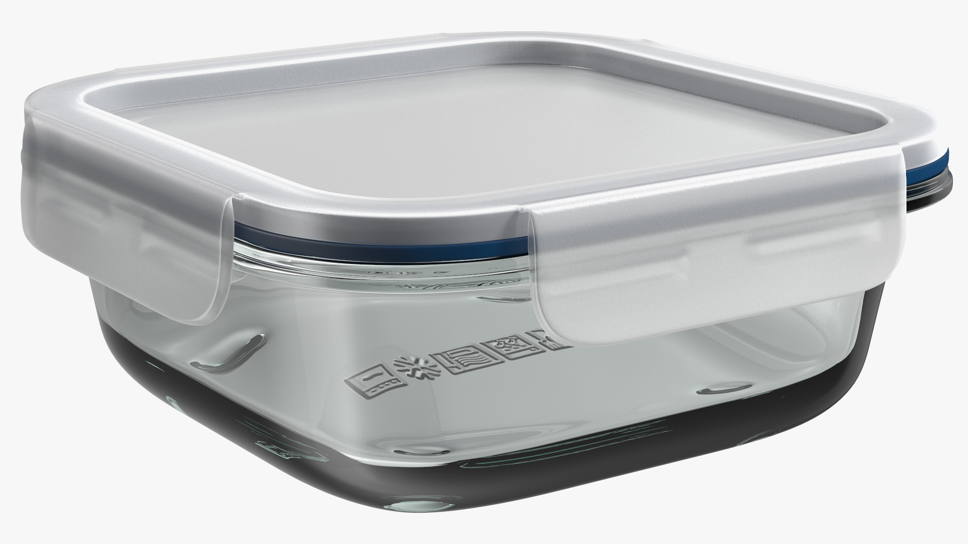 3D Clip Lock Food Container Glass 600ml