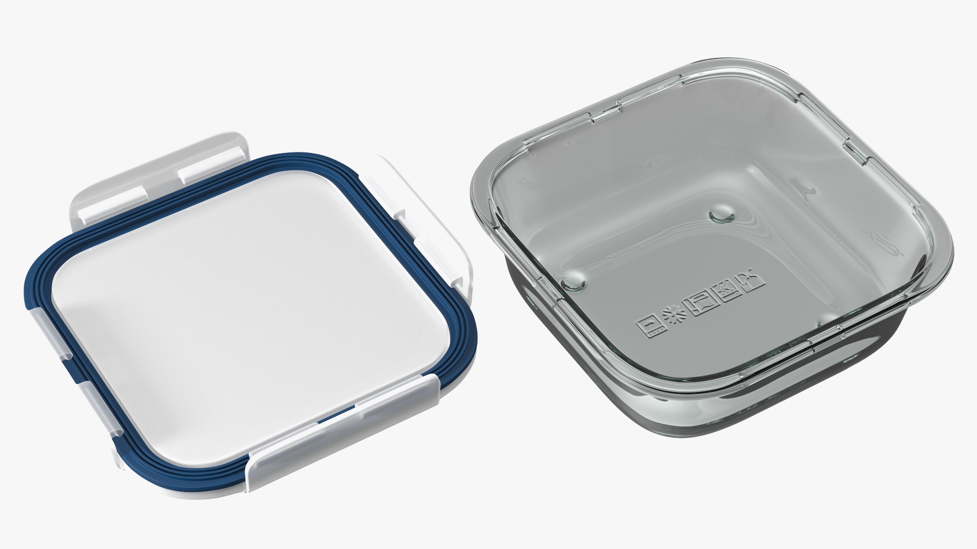 3D Clip Lock Food Container Glass 600ml