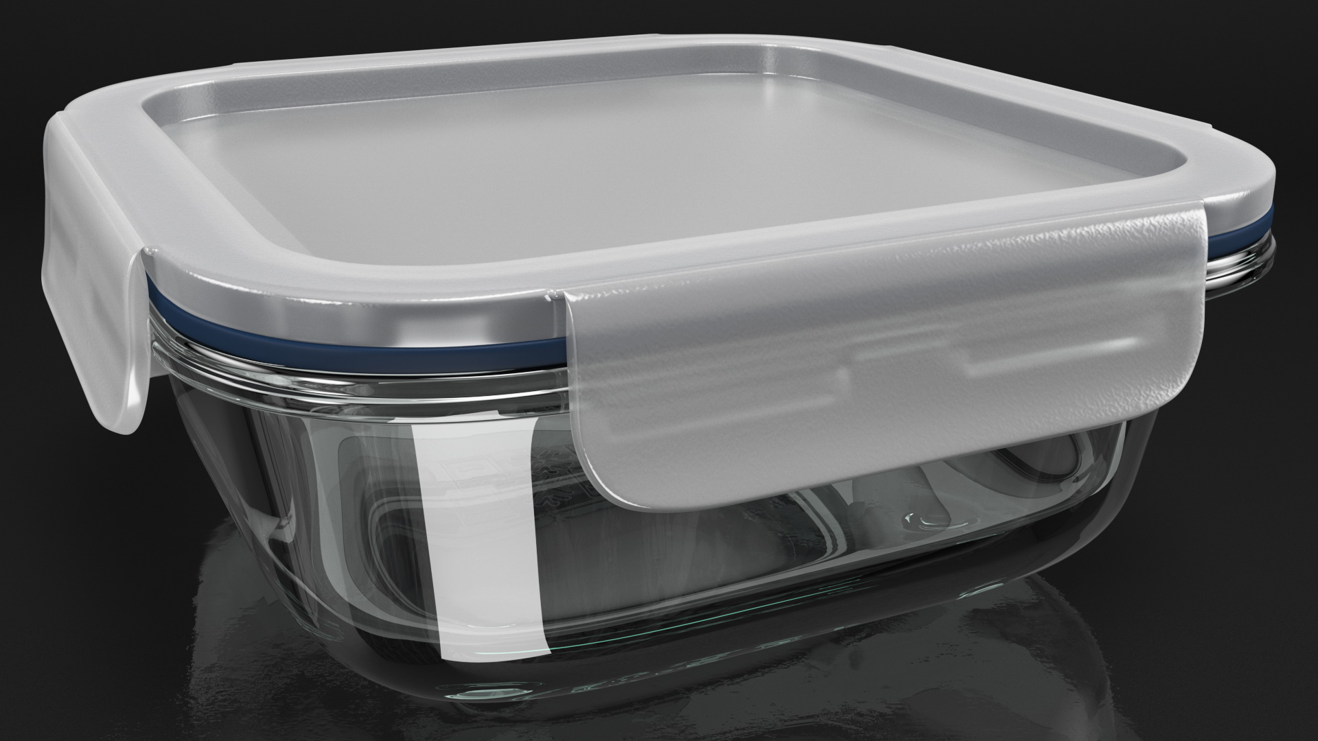 3D Clip Lock Food Container Glass 600ml