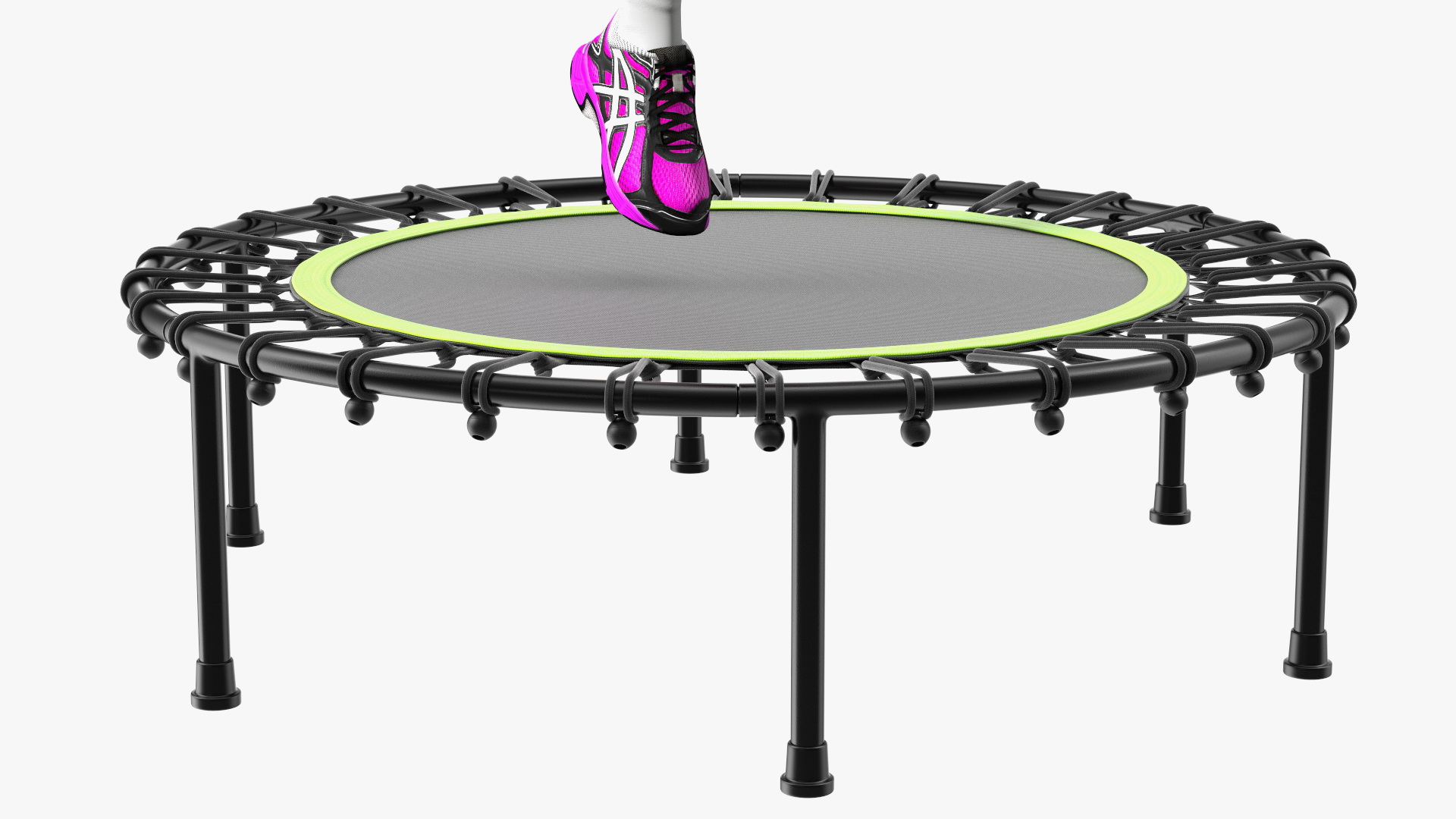 Woman Athlete with Trampoline Jumping Pose 3D