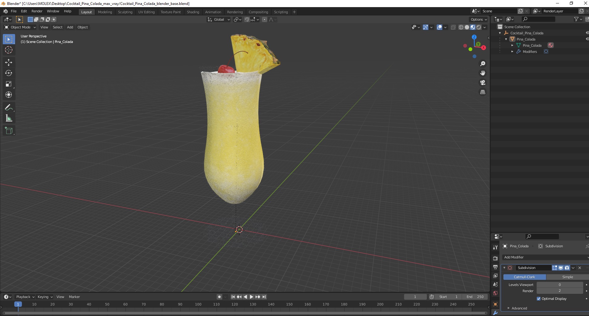 3D model Cocktail Pina Colada
