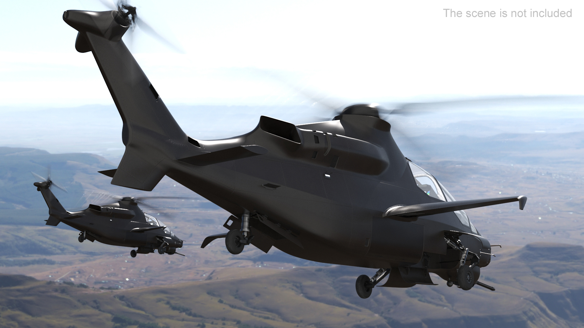 Military Attack Helicopter with Weapon Rigged for Cinema 4D 3D model