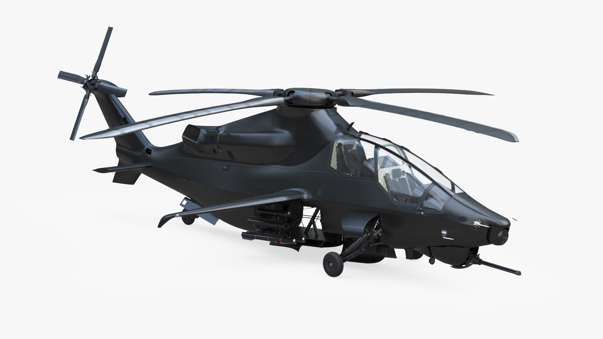 Military Attack Helicopter with Weapon Rigged for Cinema 4D 3D model