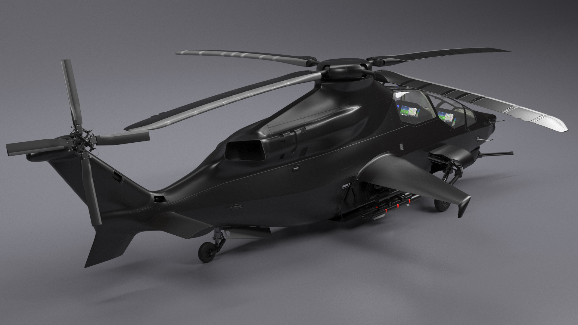 Military Attack Helicopter with Weapon Rigged for Cinema 4D 3D model