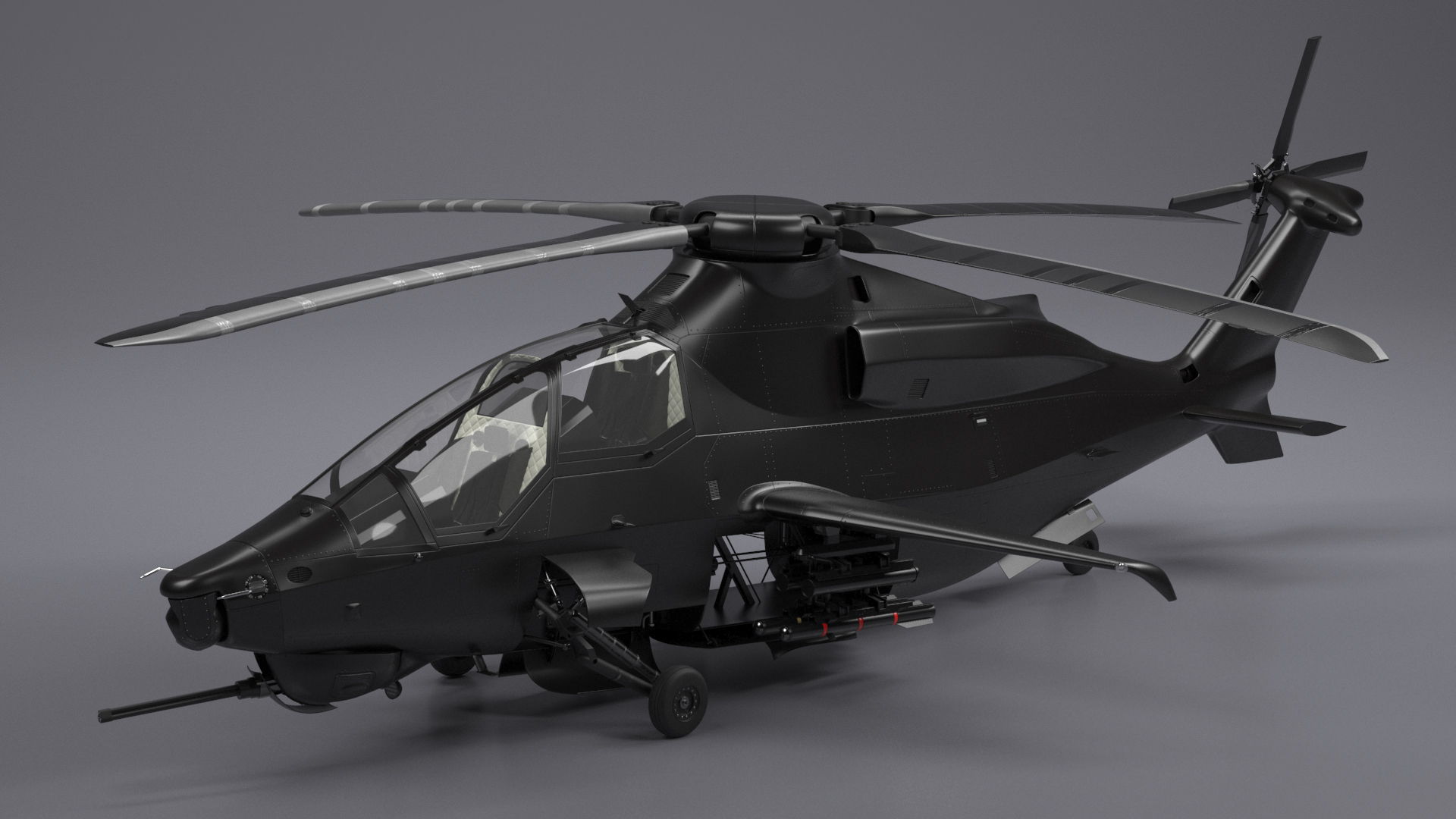 Military Attack Helicopter with Weapon Rigged for Cinema 4D 3D model