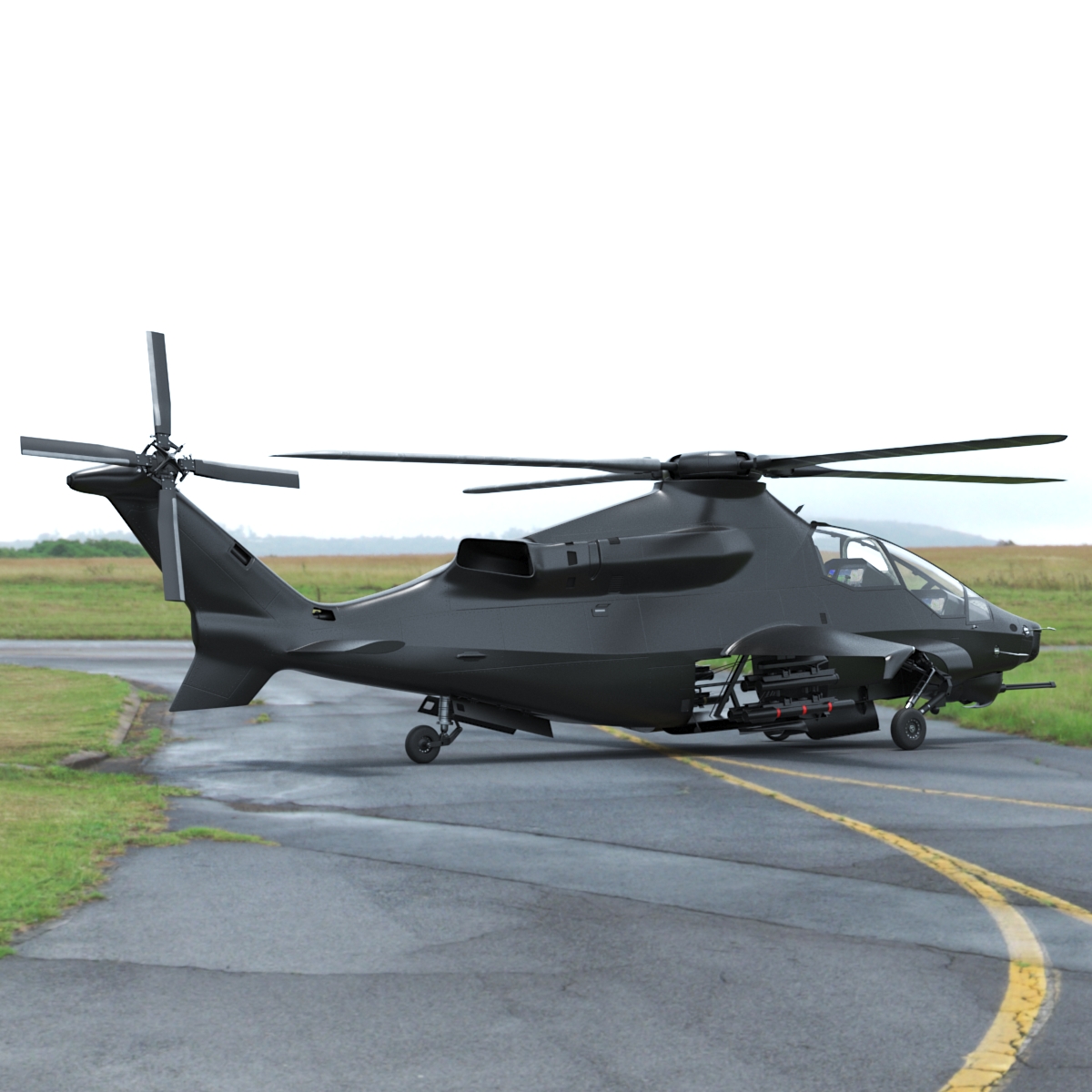 Military Attack Helicopter with Weapon Rigged for Cinema 4D 3D model