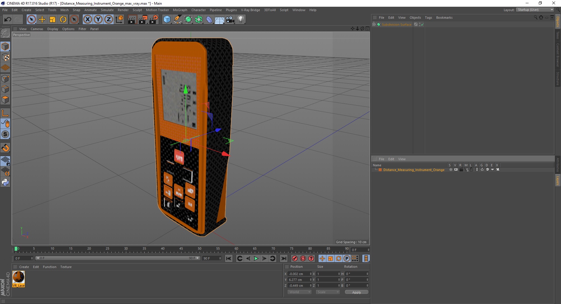 3D Distance Measuring Instrument Orange
