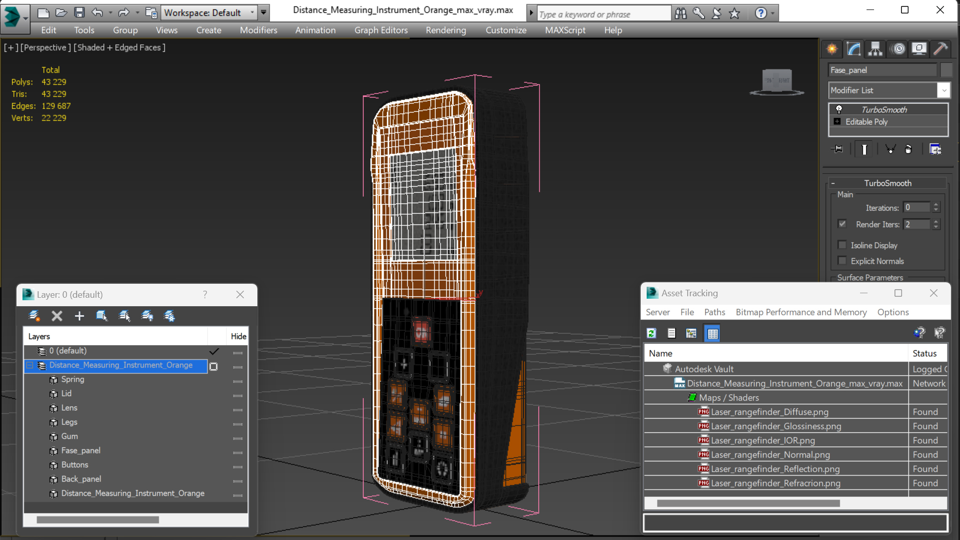 3D Distance Measuring Instrument Orange