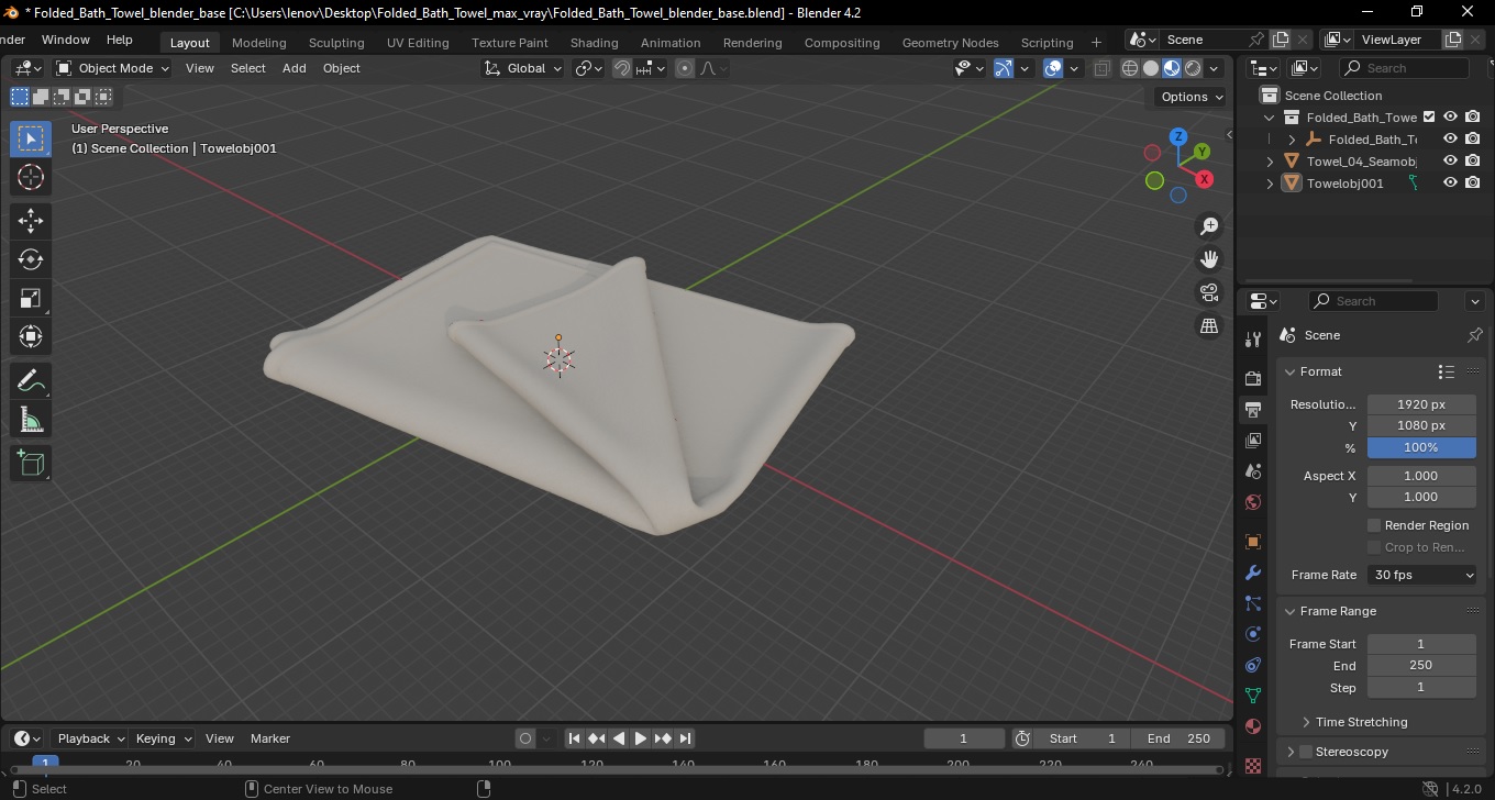 Folded Bath Towel 3D