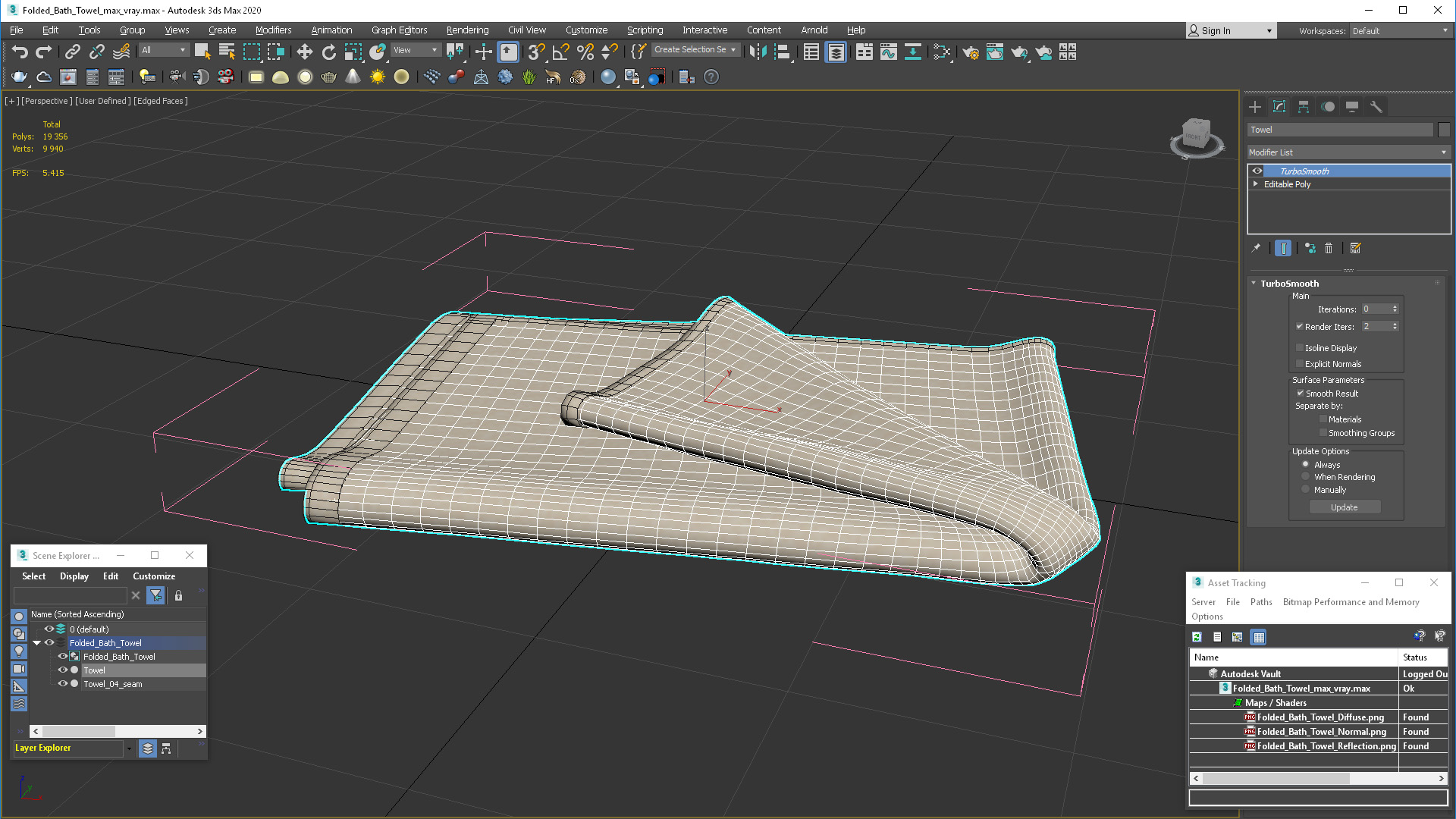 Folded Bath Towel 3D