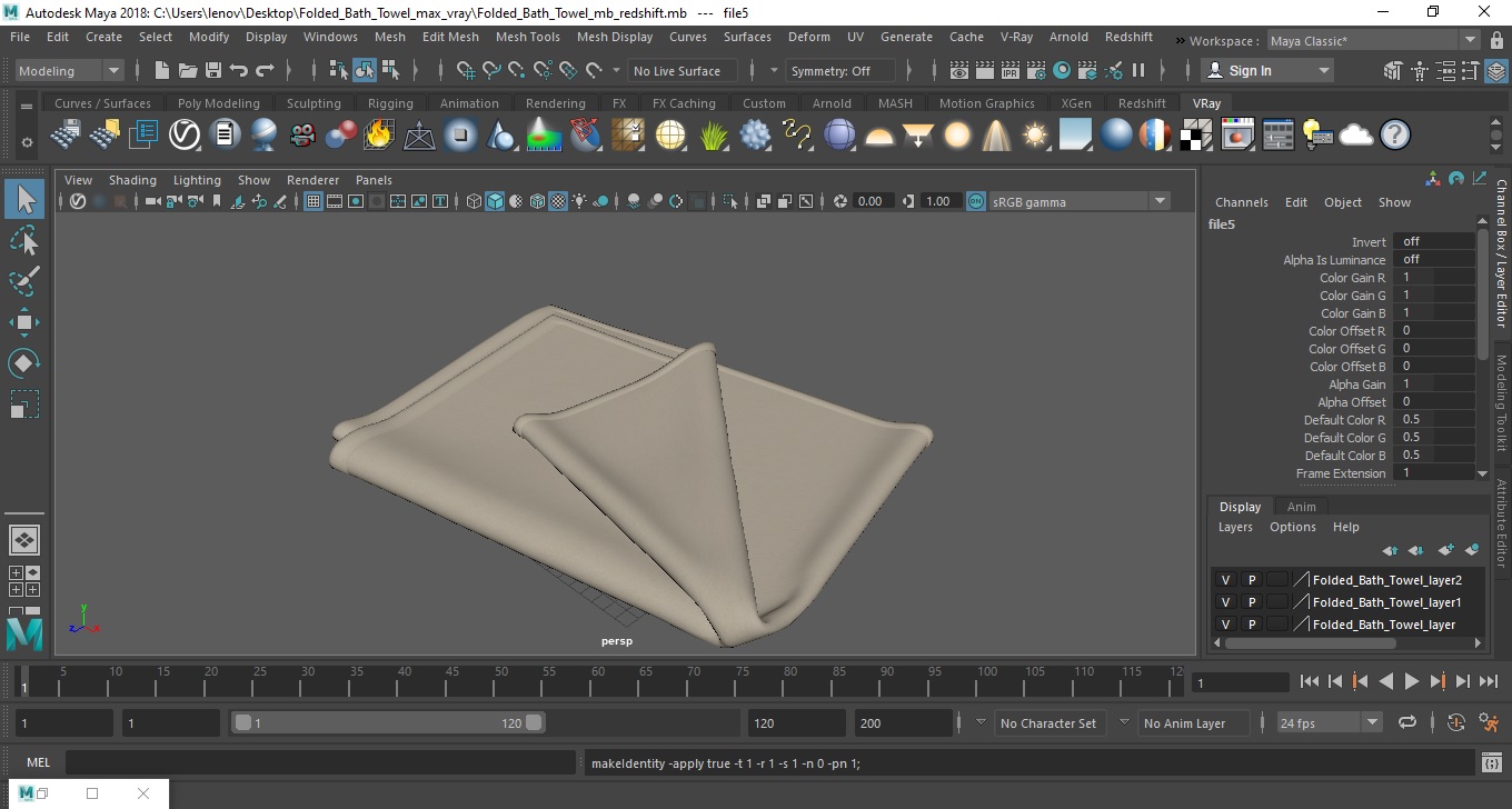 Folded Bath Towel 3D
