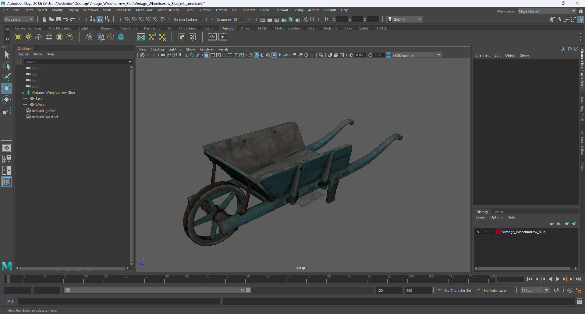 Vintage Wheelbarrow Blue 3D model
