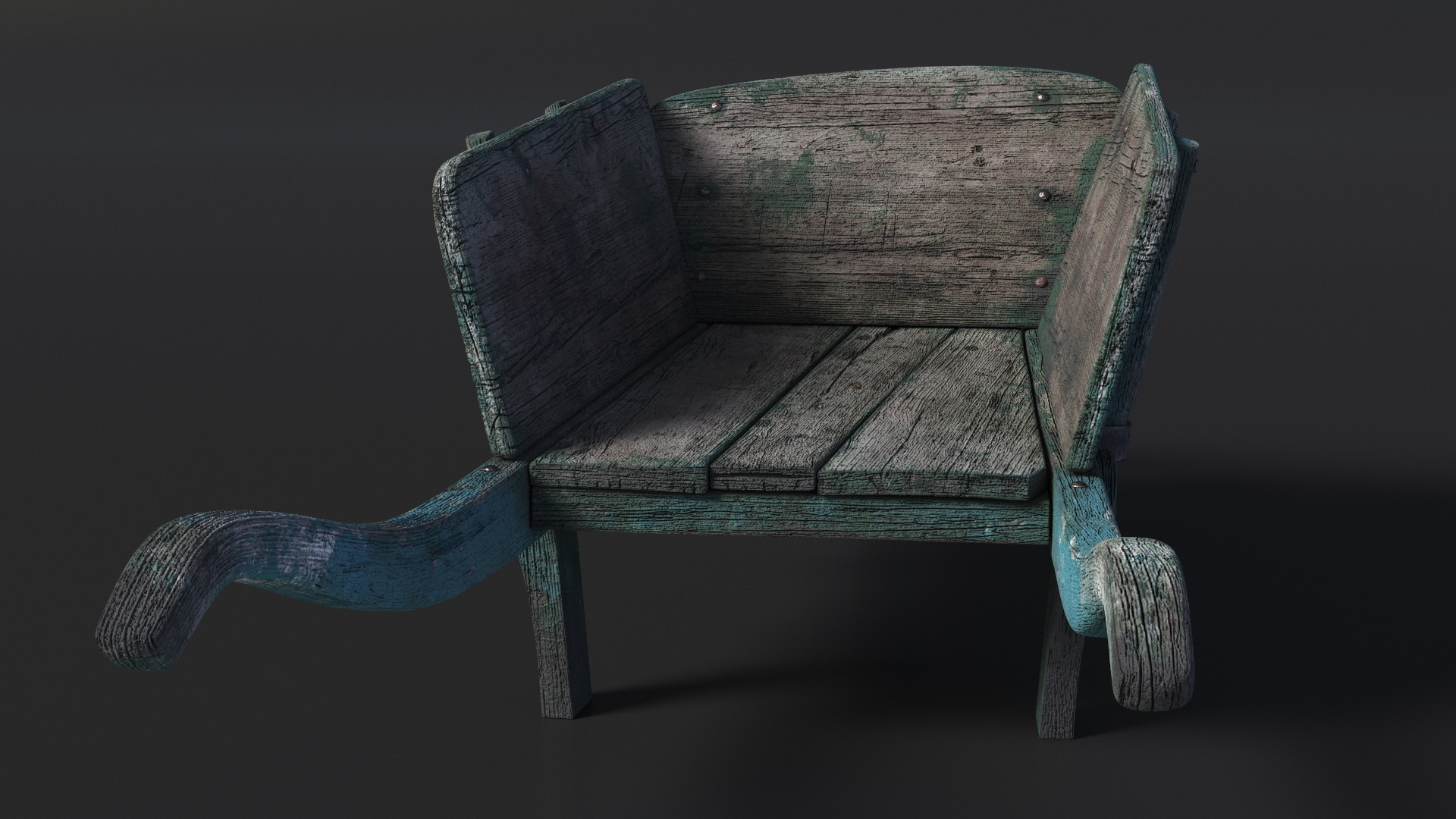Vintage Wheelbarrow Blue 3D model