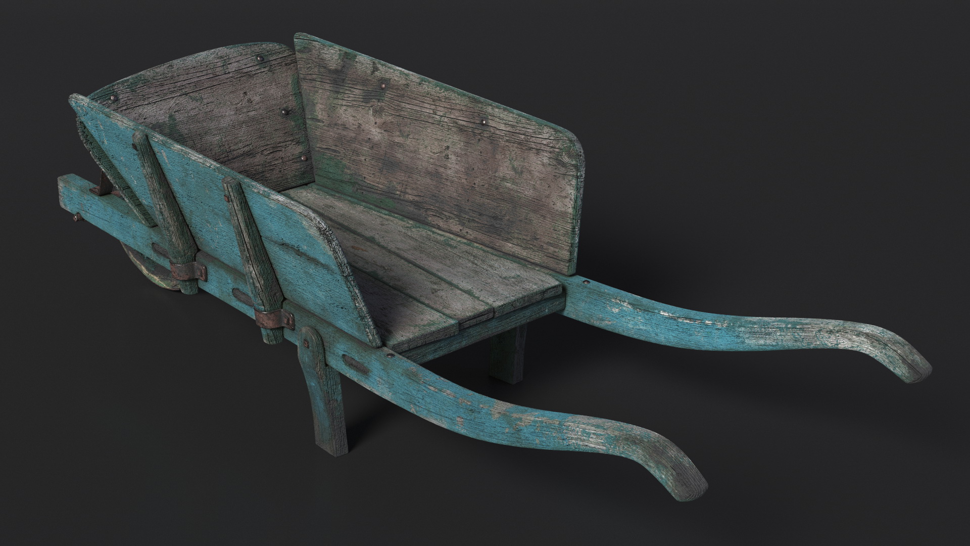Vintage Wheelbarrow Blue 3D model
