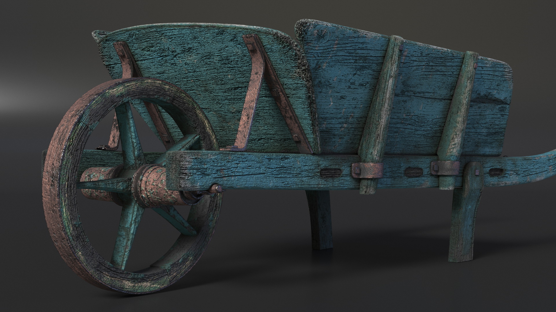 Vintage Wheelbarrow Blue 3D model
