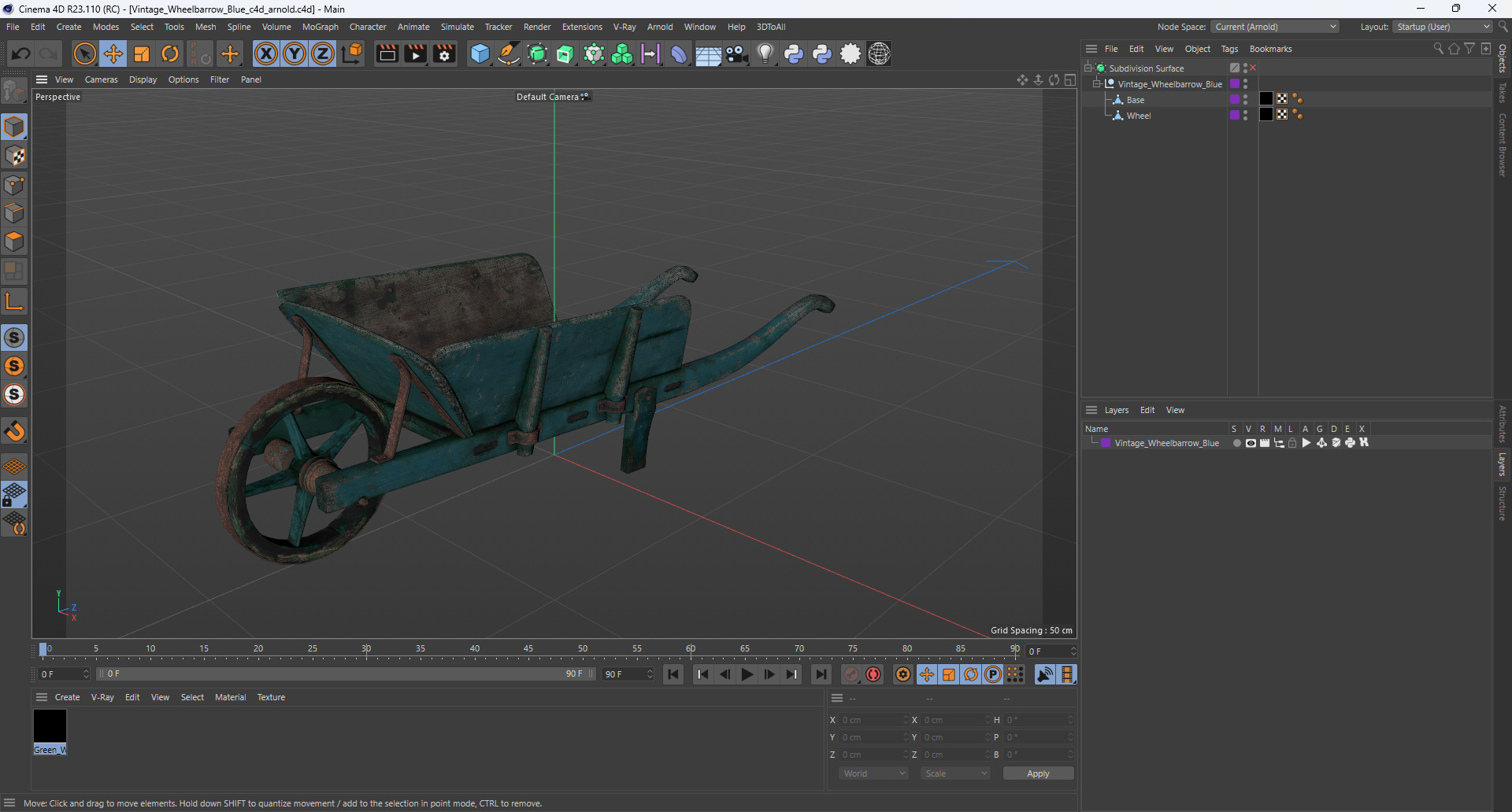 Vintage Wheelbarrow Blue 3D model
