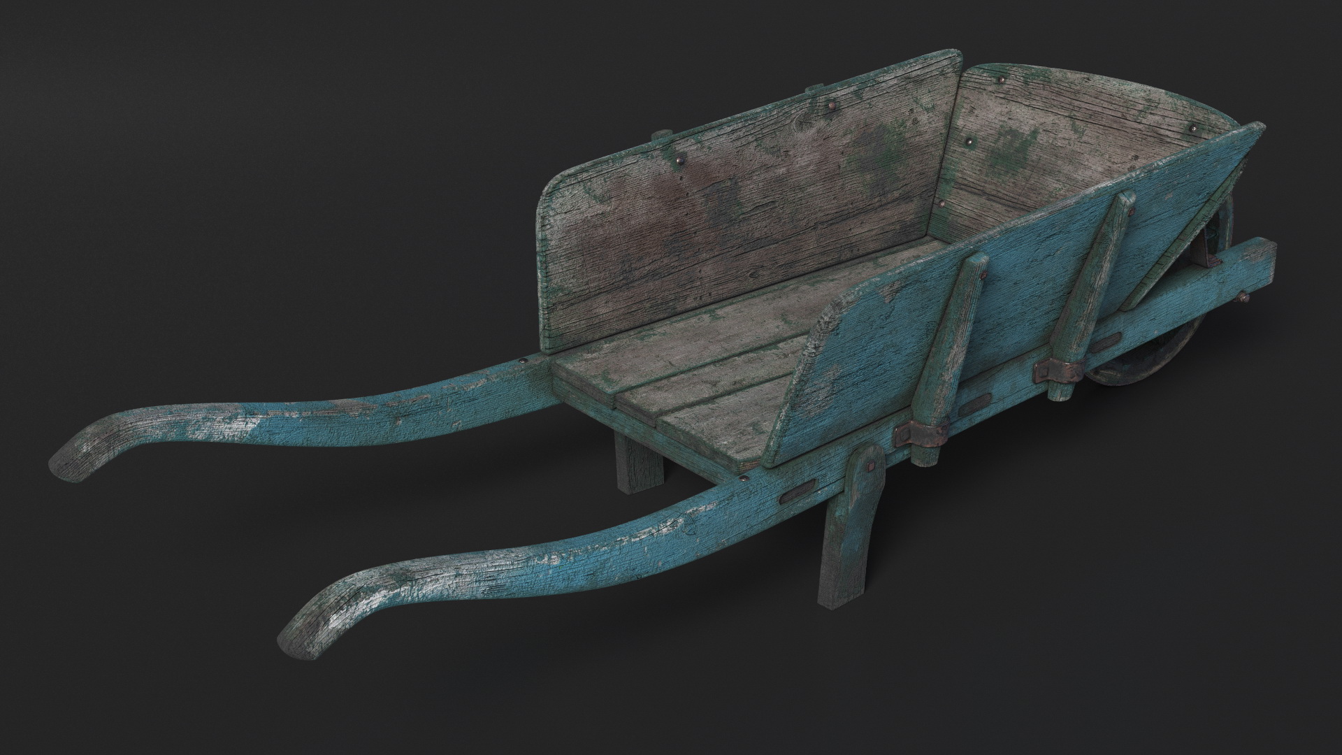 Vintage Wheelbarrow Blue 3D model