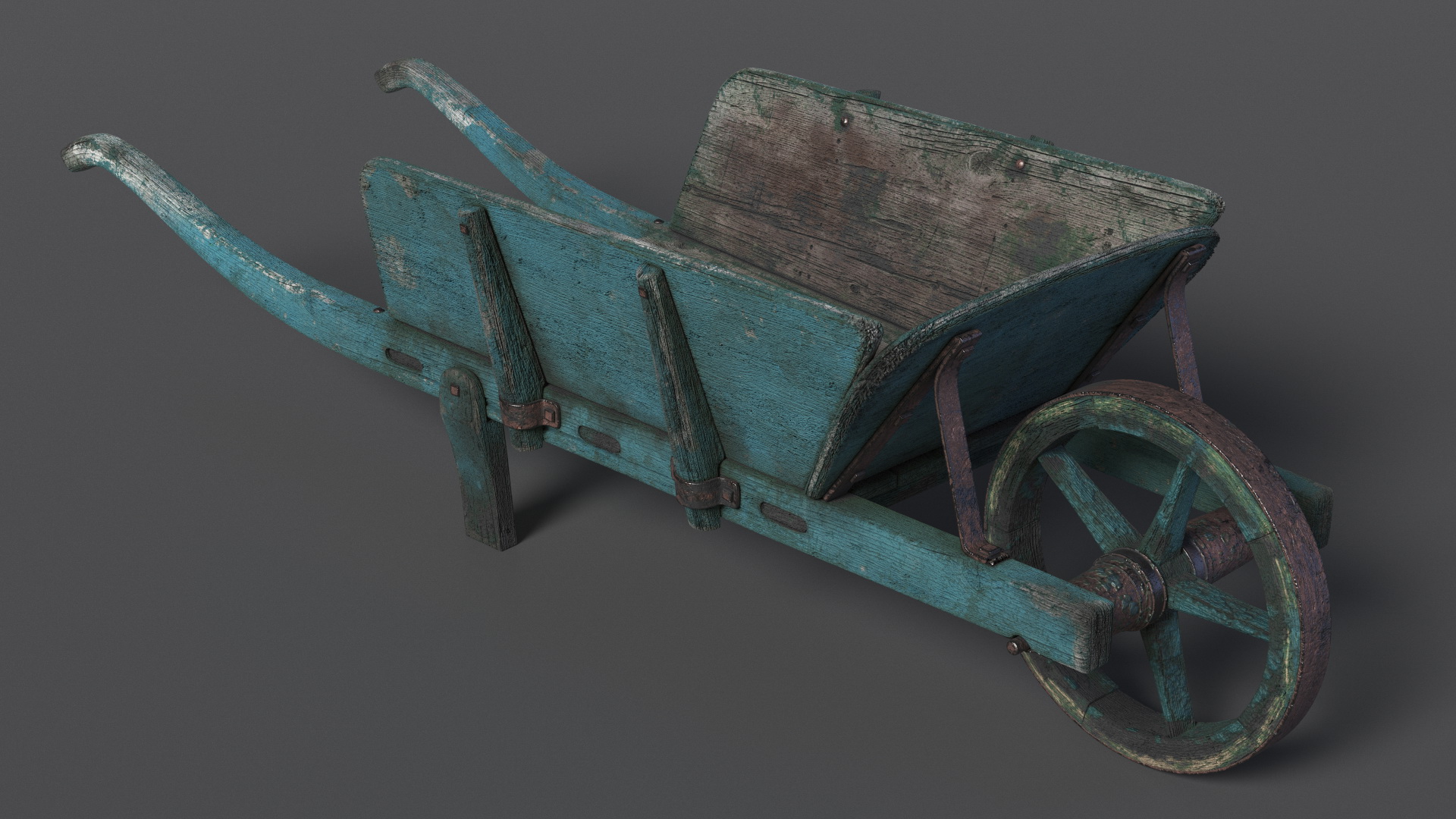 Vintage Wheelbarrow Blue 3D model