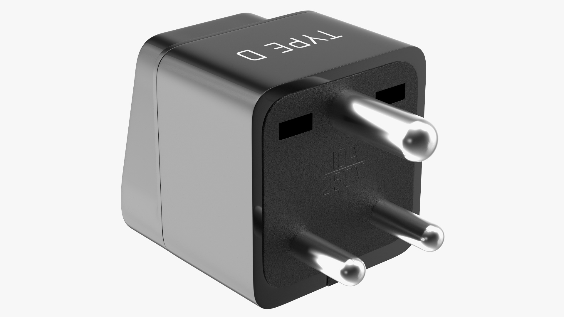 3D Type D Electrical Plug Adapter Black
