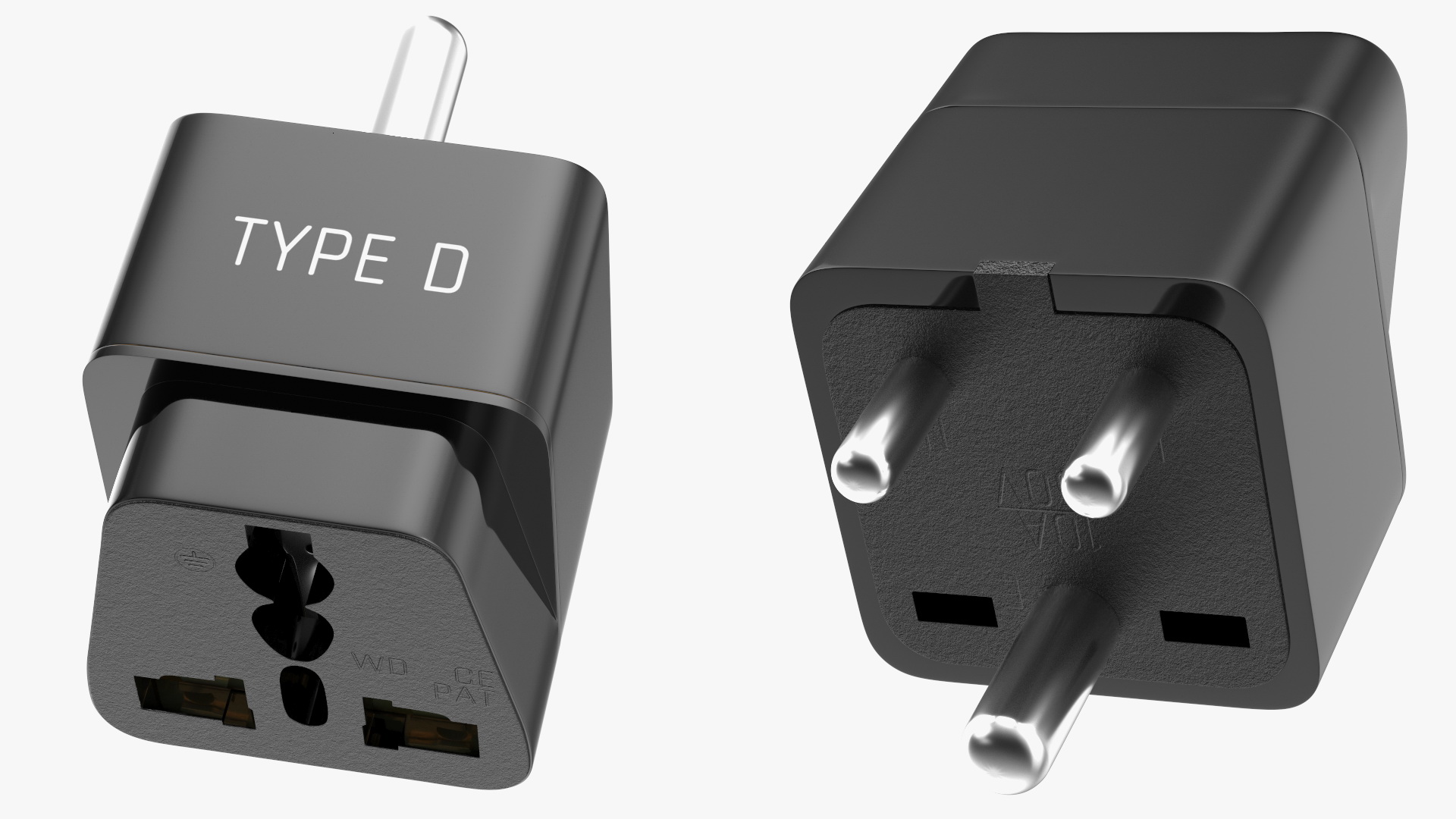 3D Type D Electrical Plug Adapter Black