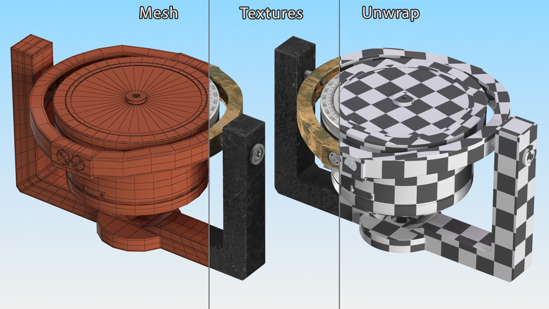 3D Steel Old Compass for Ship