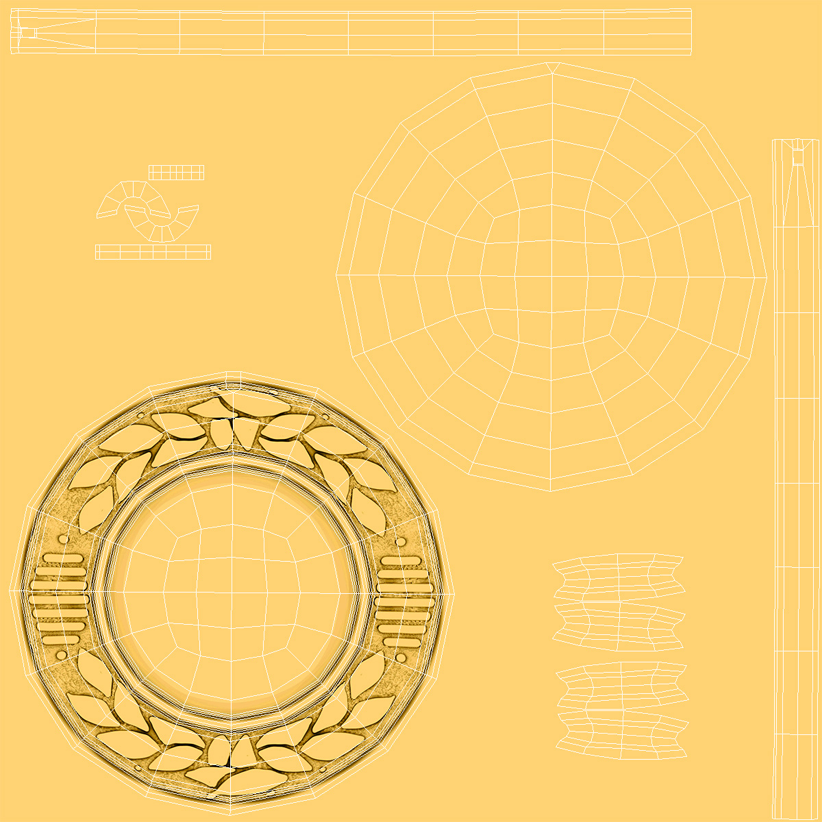 3D model Golden Award Medal with Ribbon