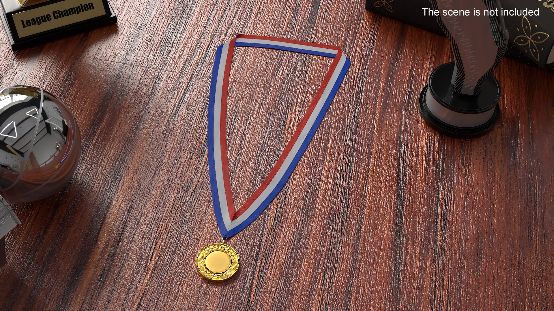 3D model Golden Award Medal with Ribbon