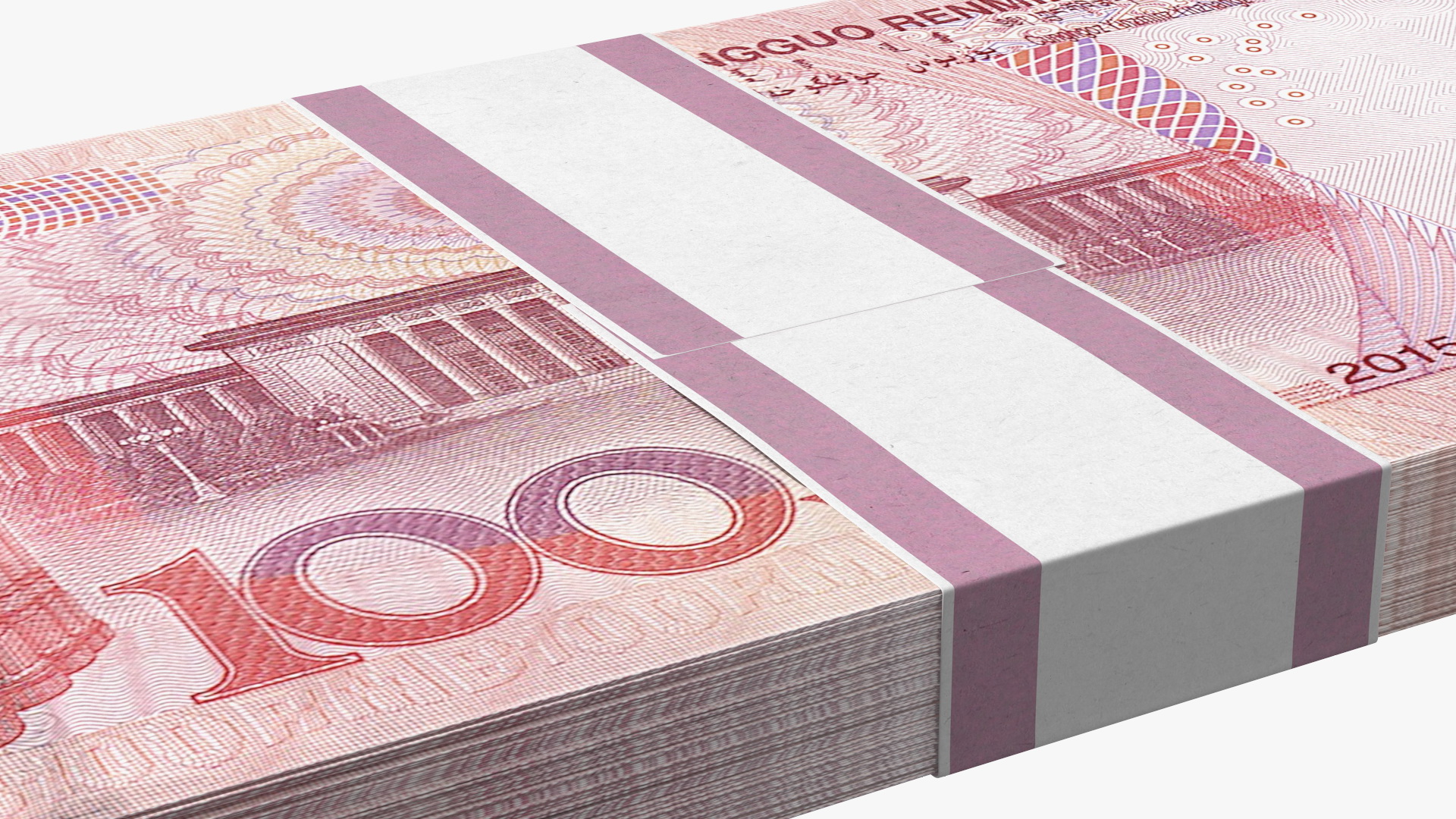 3D Chinese 100 Yuan 2015 Banknotes Bundle model
