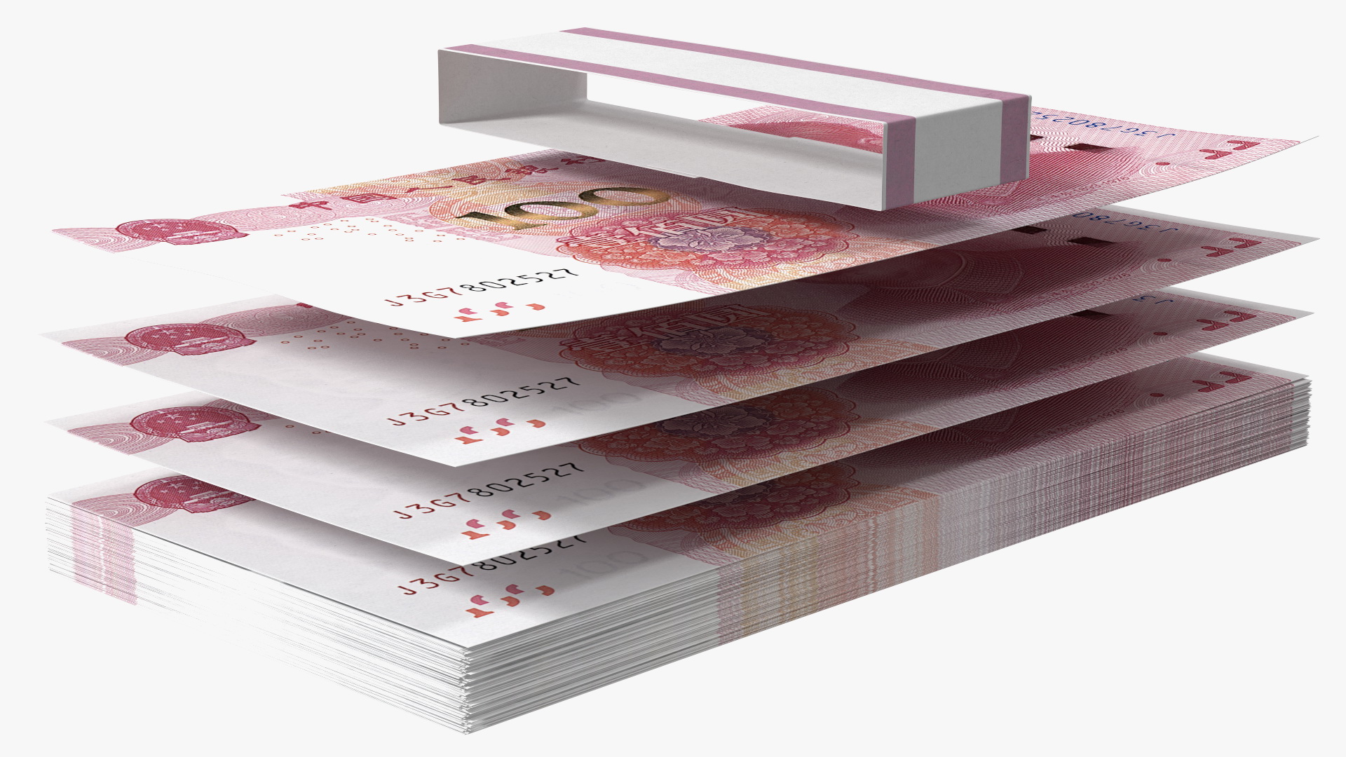3D Chinese 100 Yuan 2015 Banknotes Bundle model