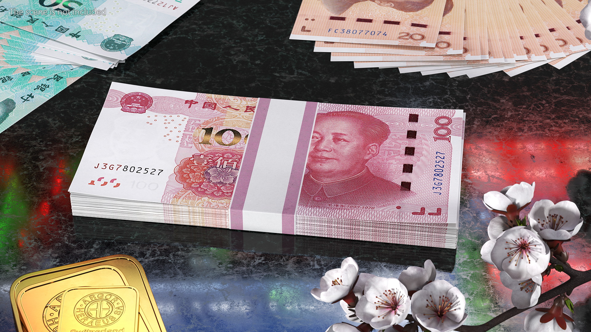 3D Chinese 100 Yuan 2015 Banknotes Bundle model