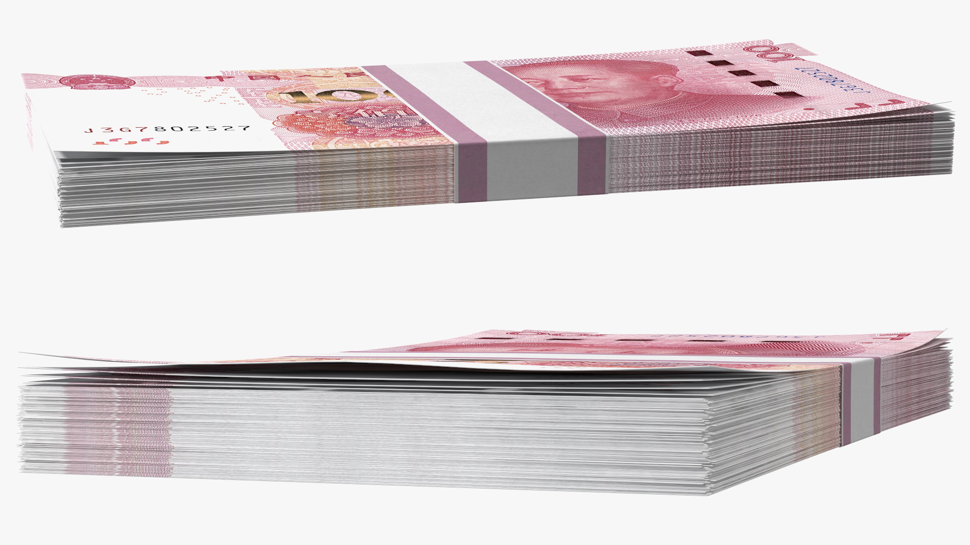 3D Chinese 100 Yuan 2015 Banknotes Bundle model