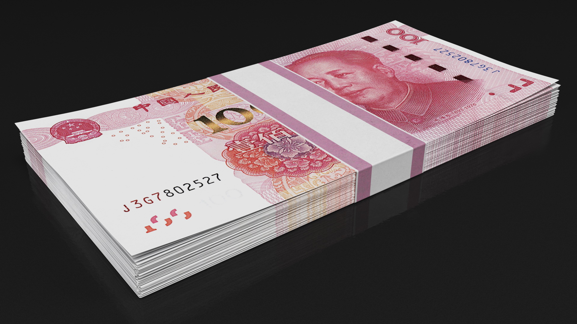 3D Chinese 100 Yuan 2015 Banknotes Bundle model