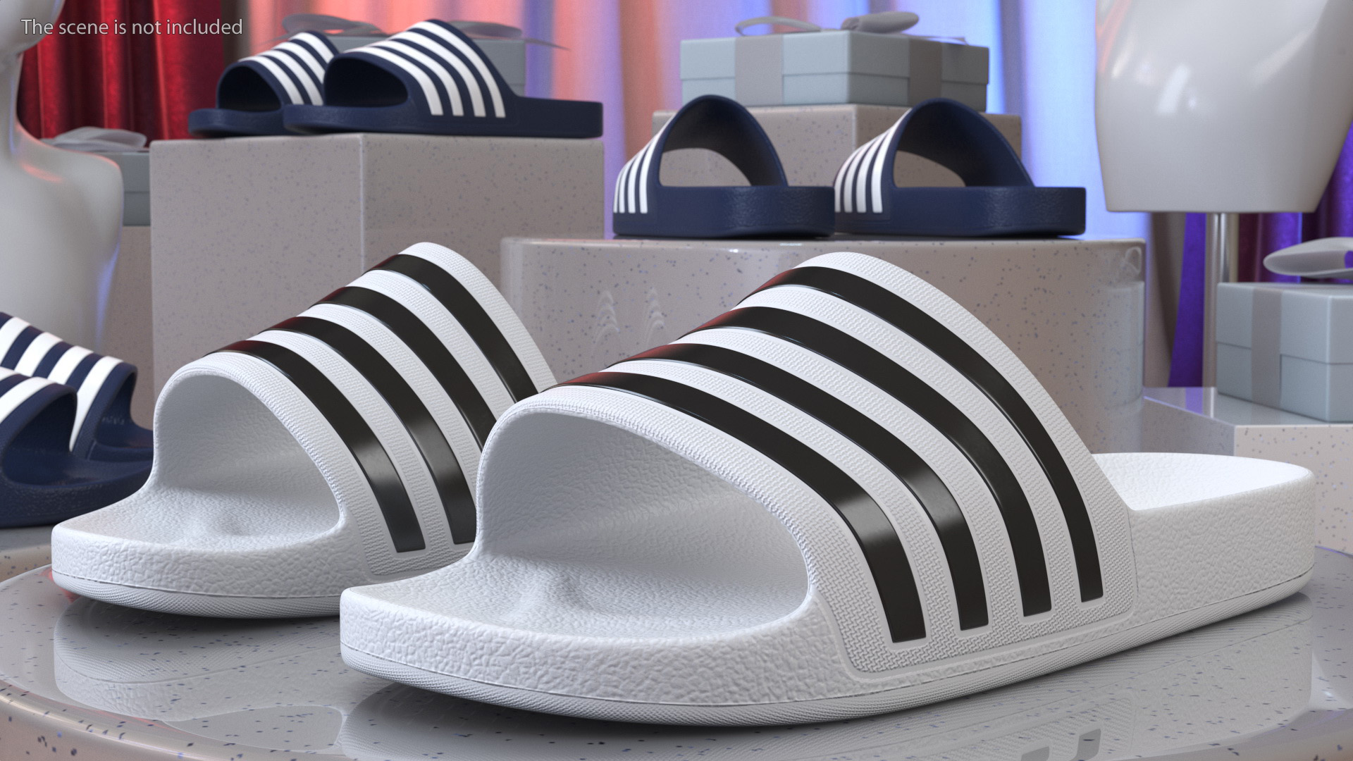 Rubber Flip-Flops Slippers White 3D