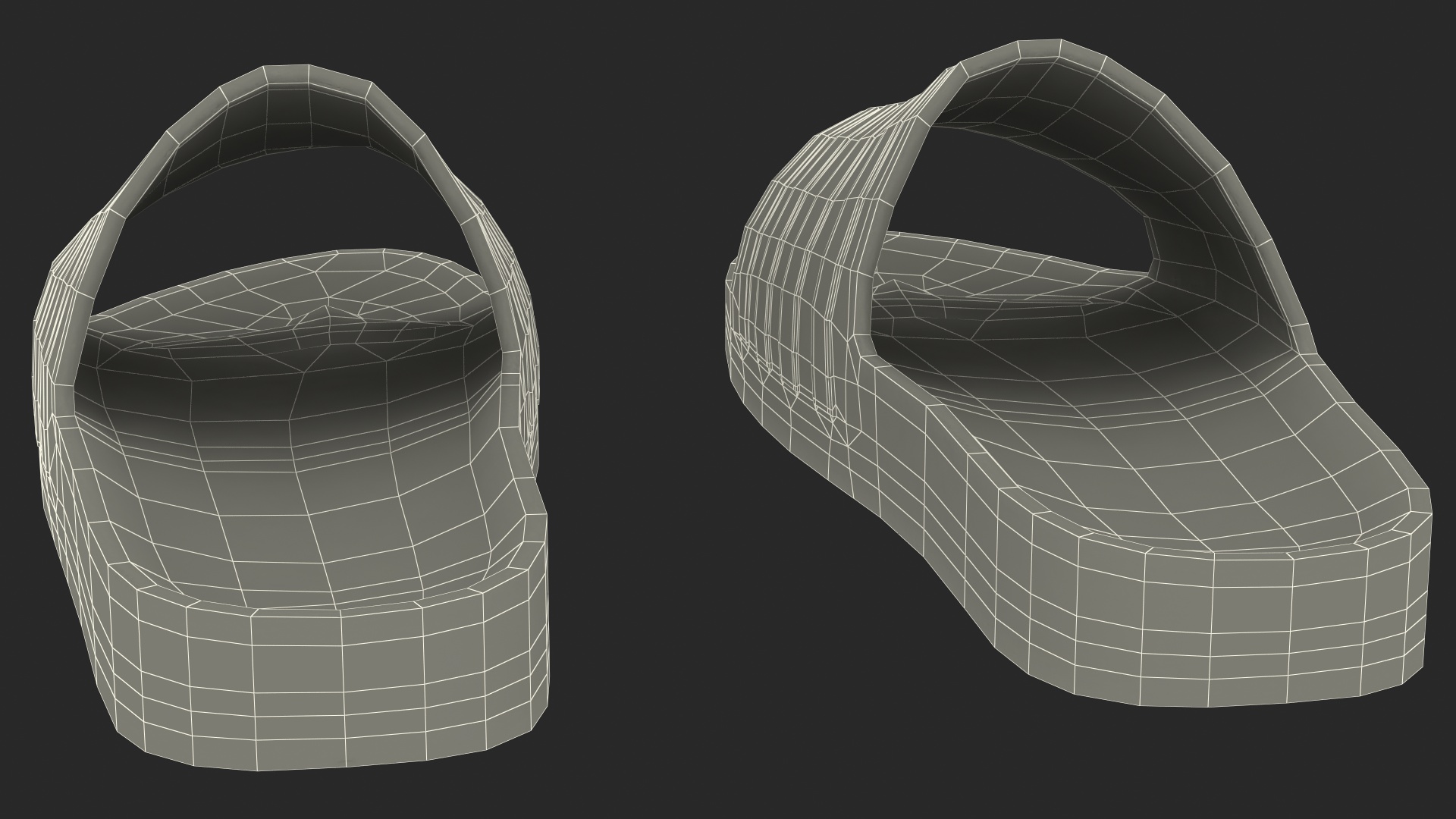 Rubber Flip-Flops Slippers White 3D