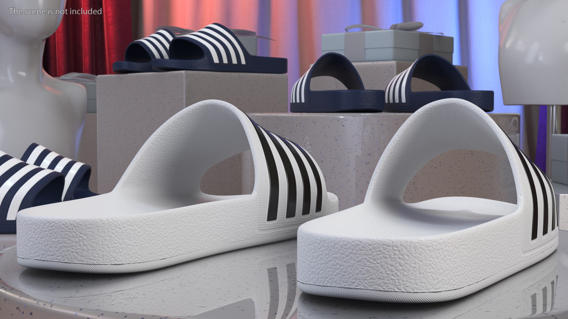 Rubber Flip-Flops Slippers White 3D