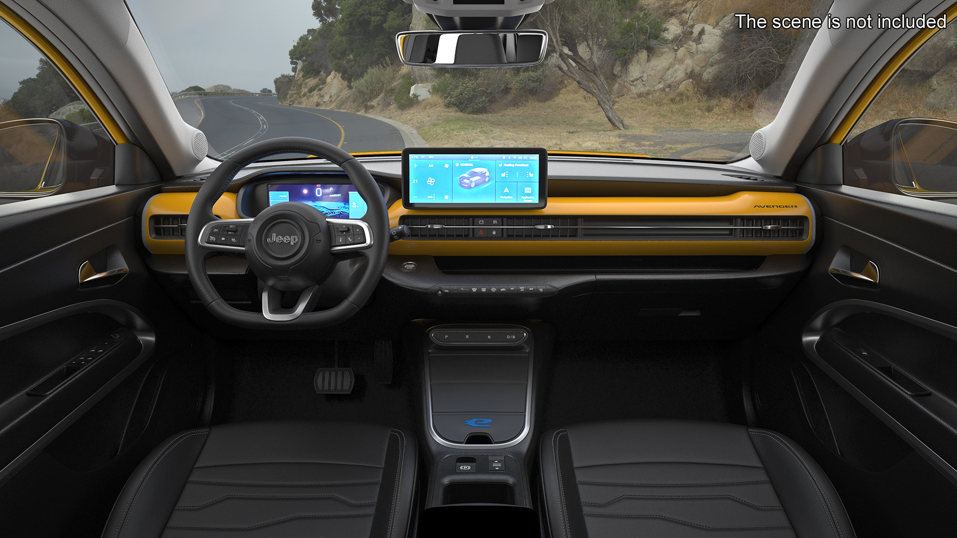 3D Jeep Avenger Crossover Yellow Rigged