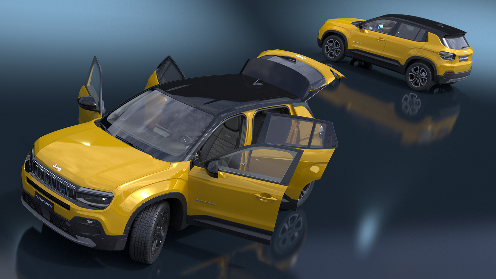 3D Jeep Avenger Crossover Yellow Rigged
