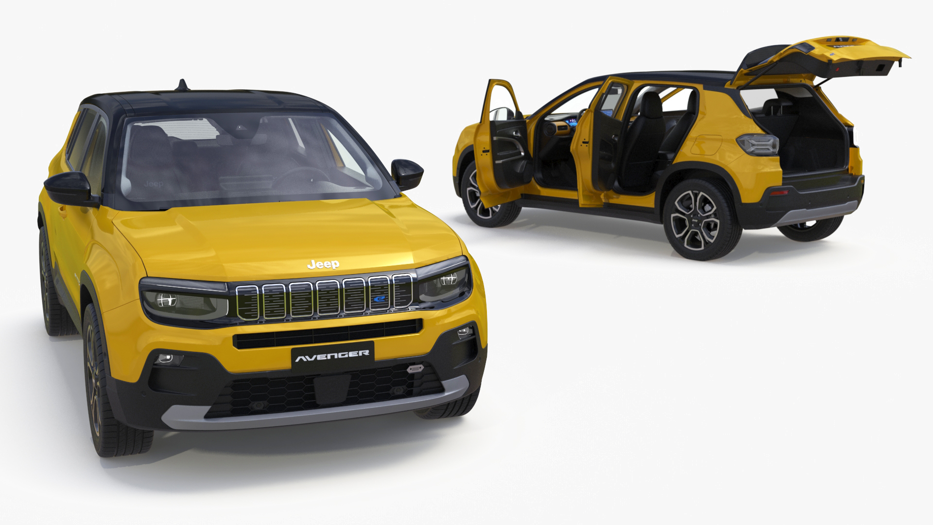3D Jeep Avenger Crossover Yellow Rigged