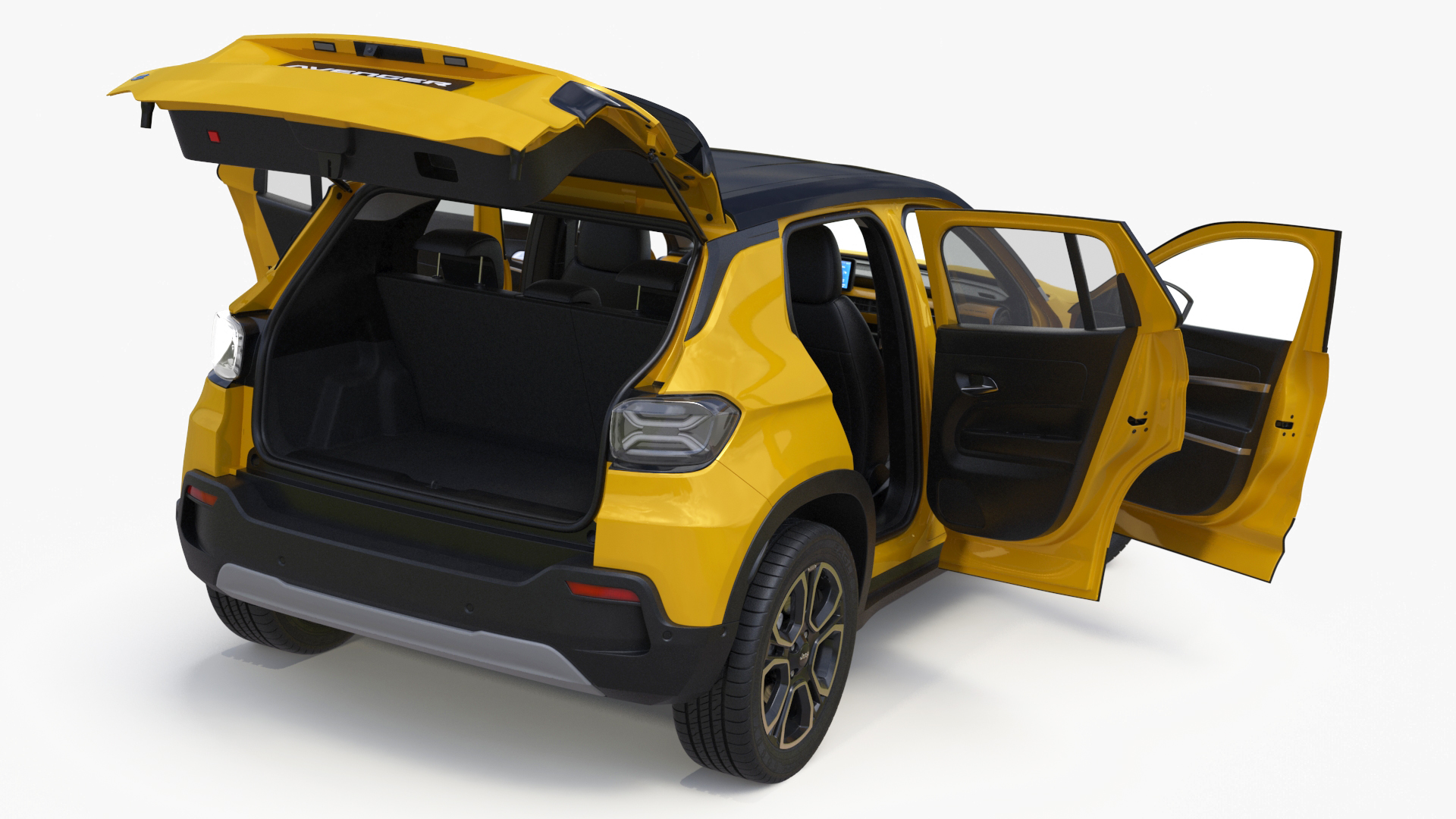 3D Jeep Avenger Crossover Yellow Rigged