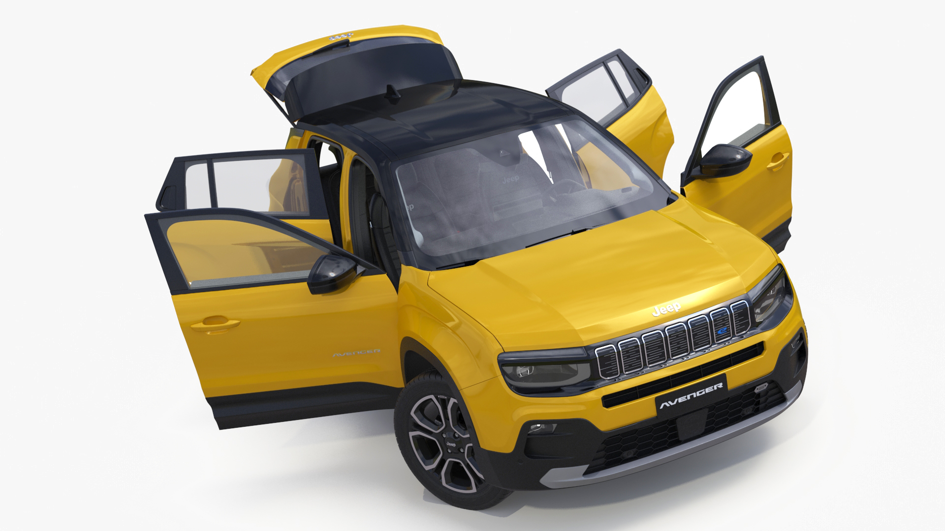 3D Jeep Avenger Crossover Yellow Rigged