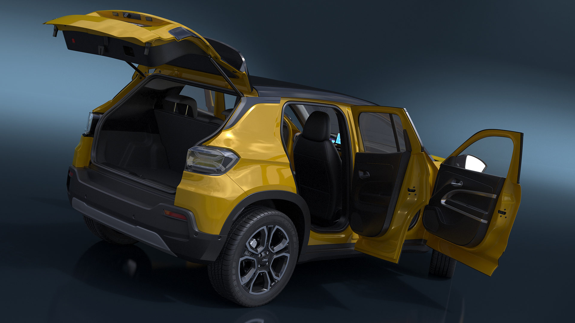 3D Jeep Avenger Crossover Yellow Rigged