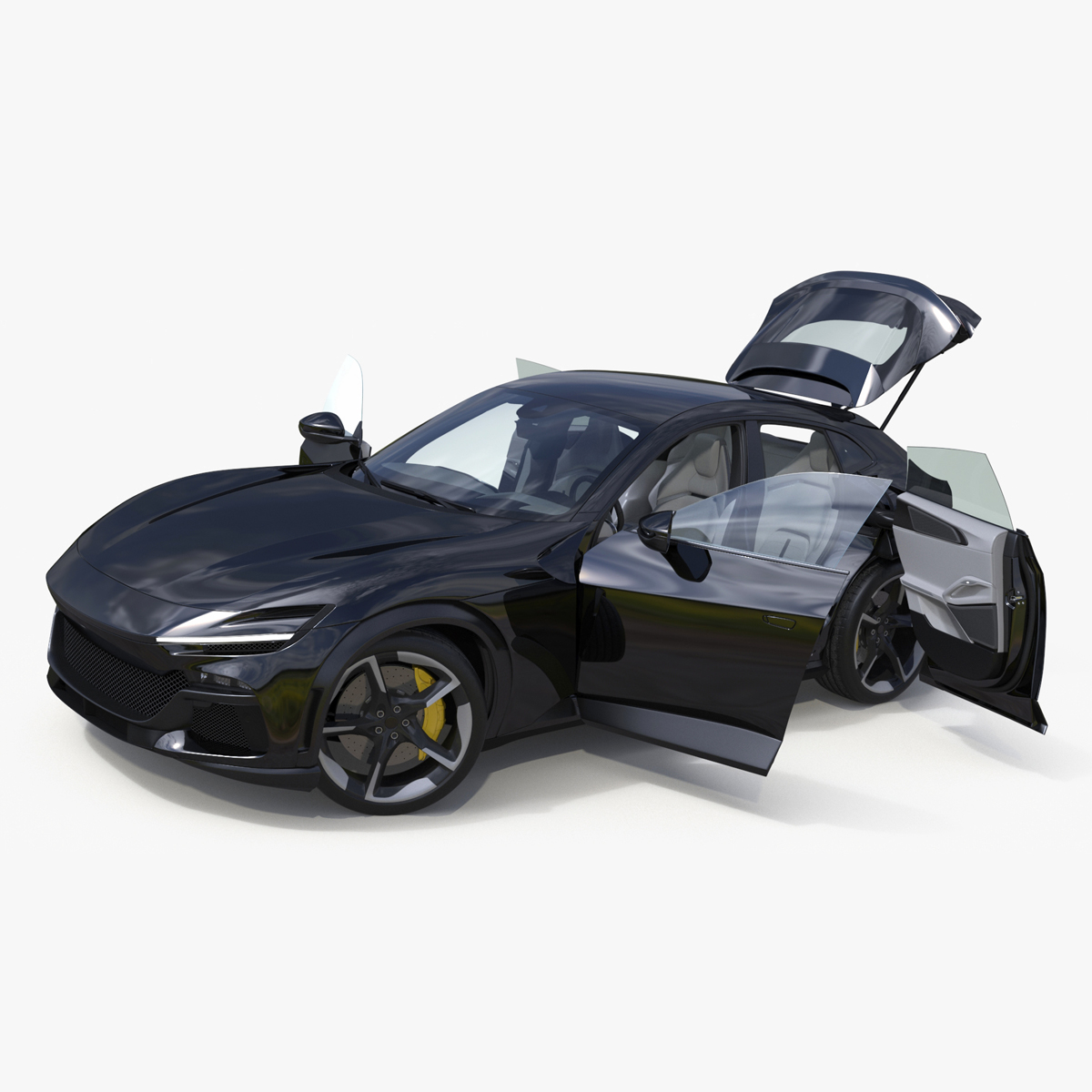 3D Furious Crossover Sports Car Black Rigged