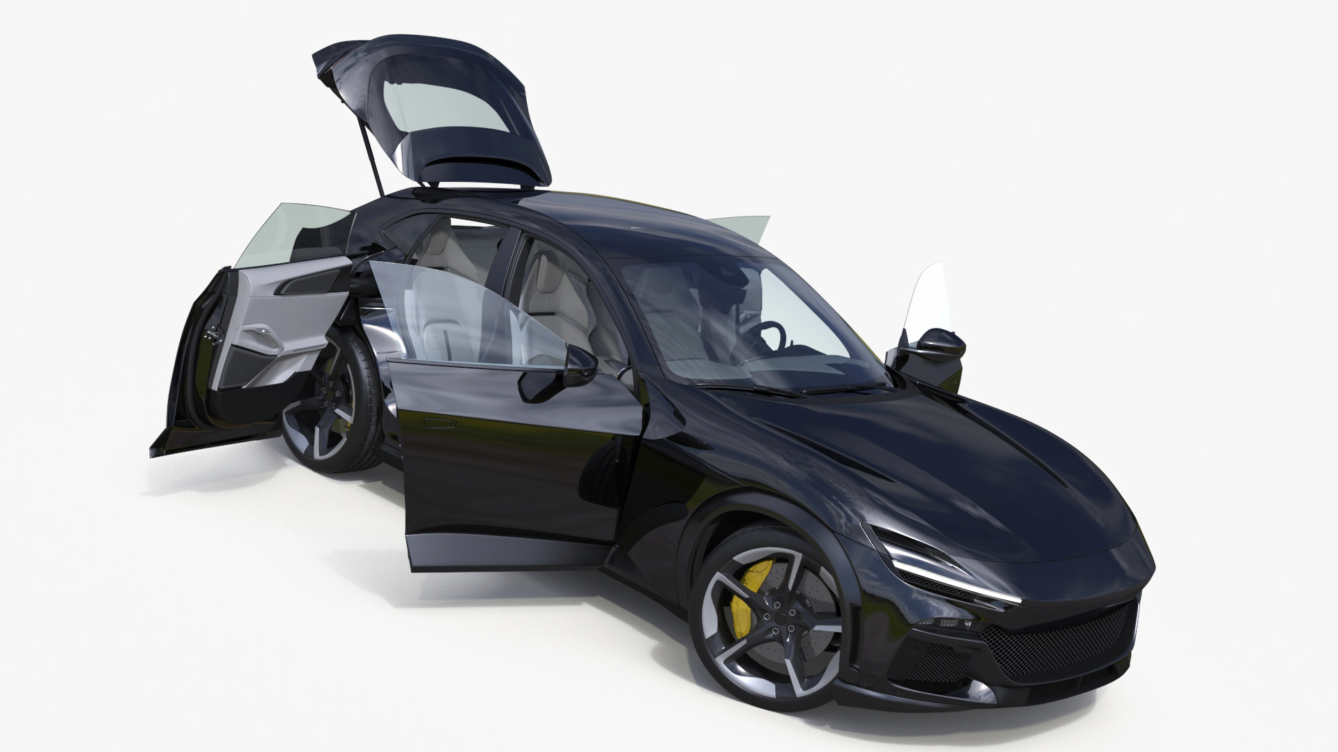 3D Furious Crossover Sports Car Black Rigged