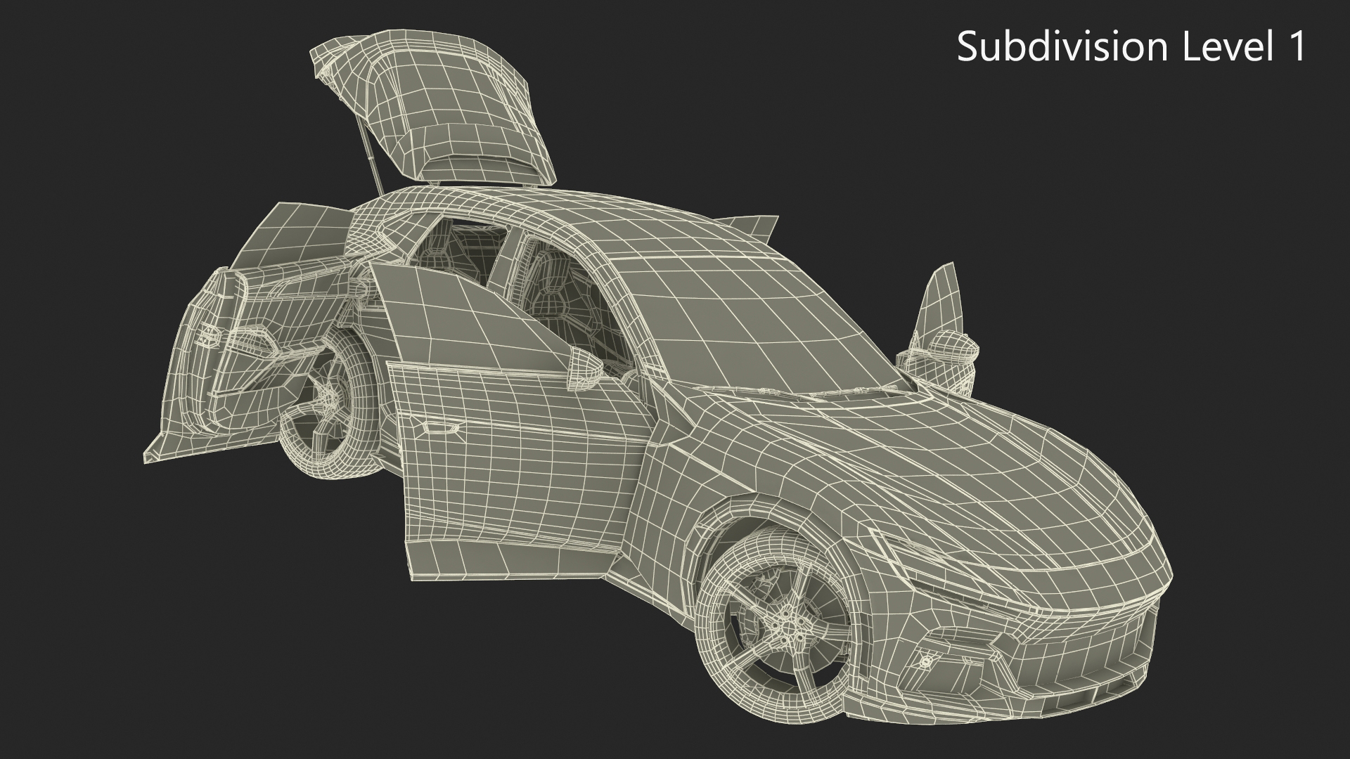 3D Furious Crossover Sports Car Black Rigged
