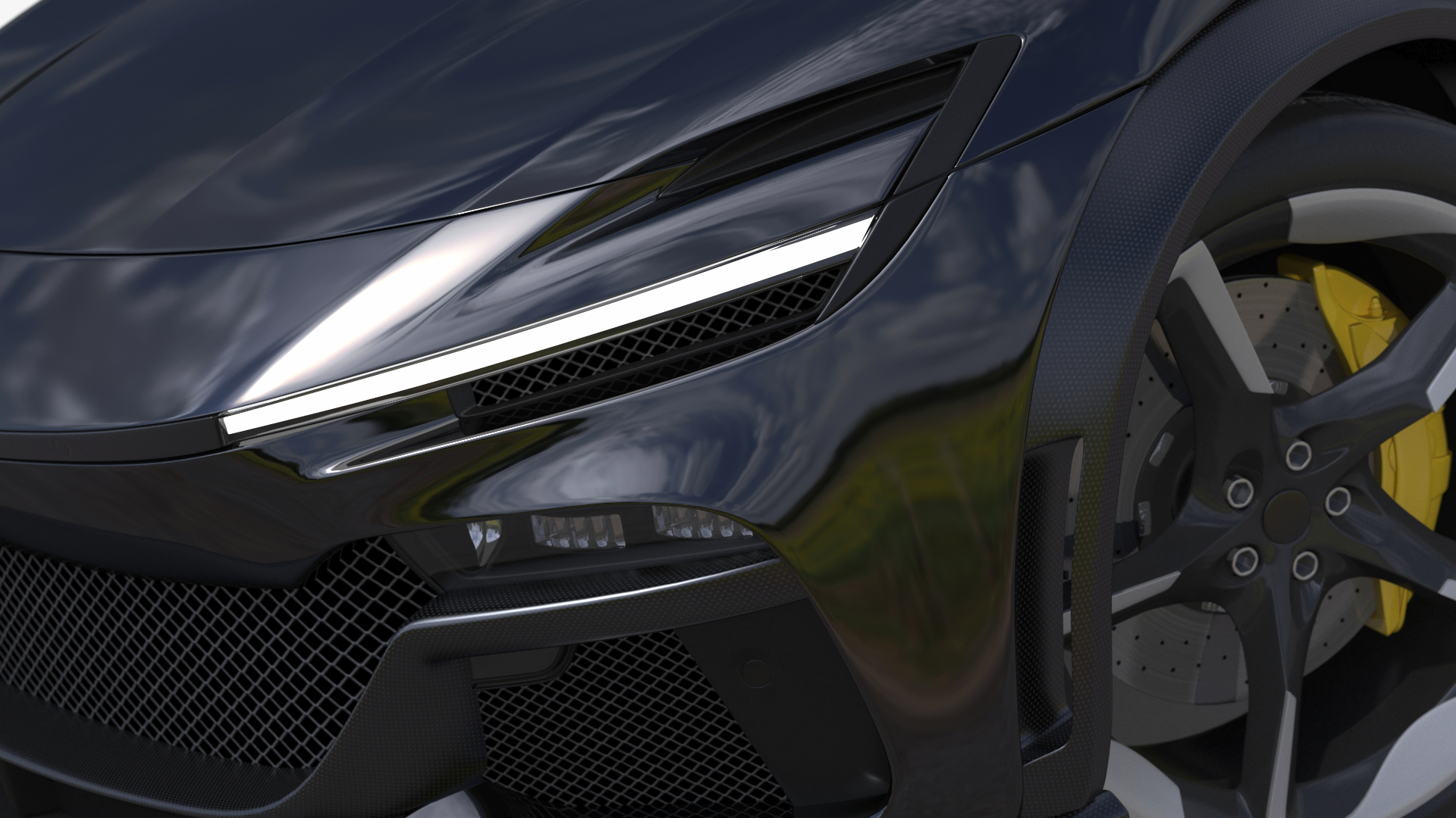 3D Furious Crossover Sports Car Black Rigged