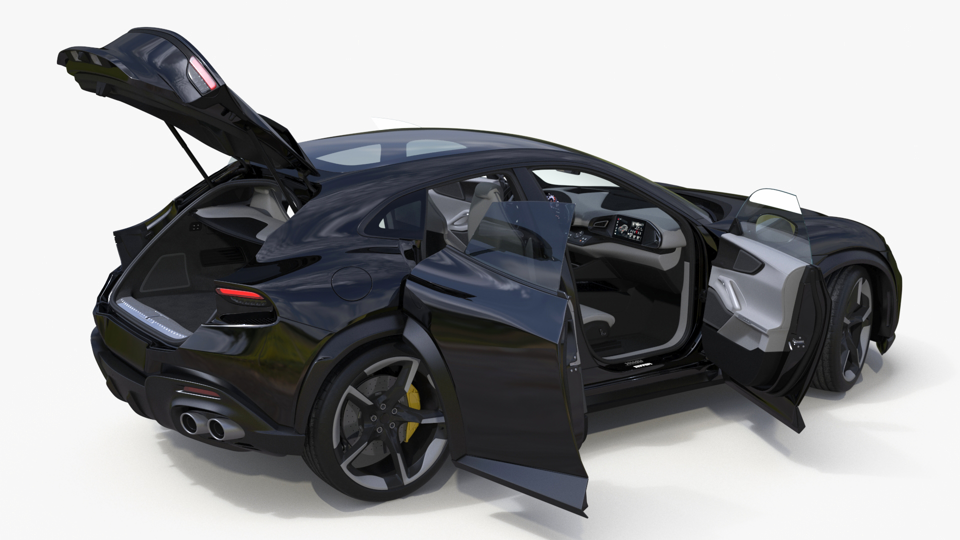 3D Furious Crossover Sports Car Black Rigged
